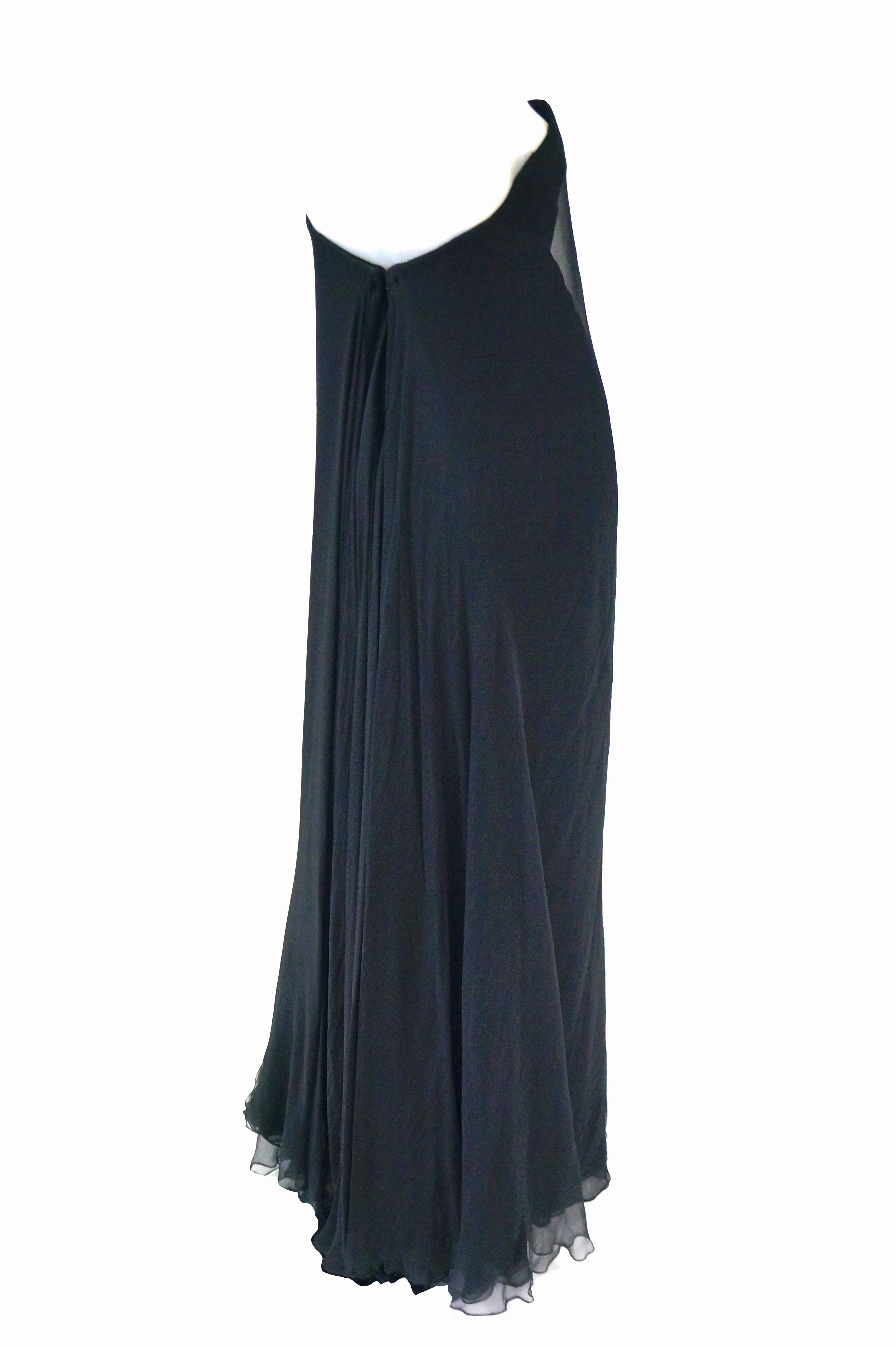 1960s Stavropoulos Black Silk Evening Dress