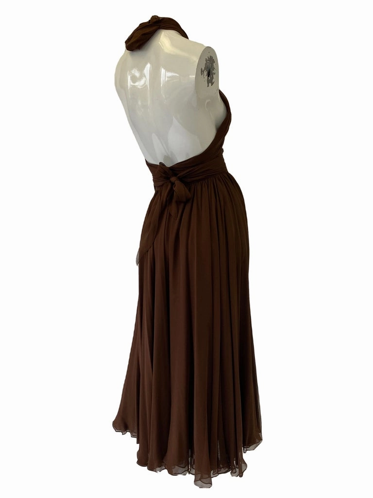 1970’s Halston Silk Chiffon Skirt and Halter Scarf Top