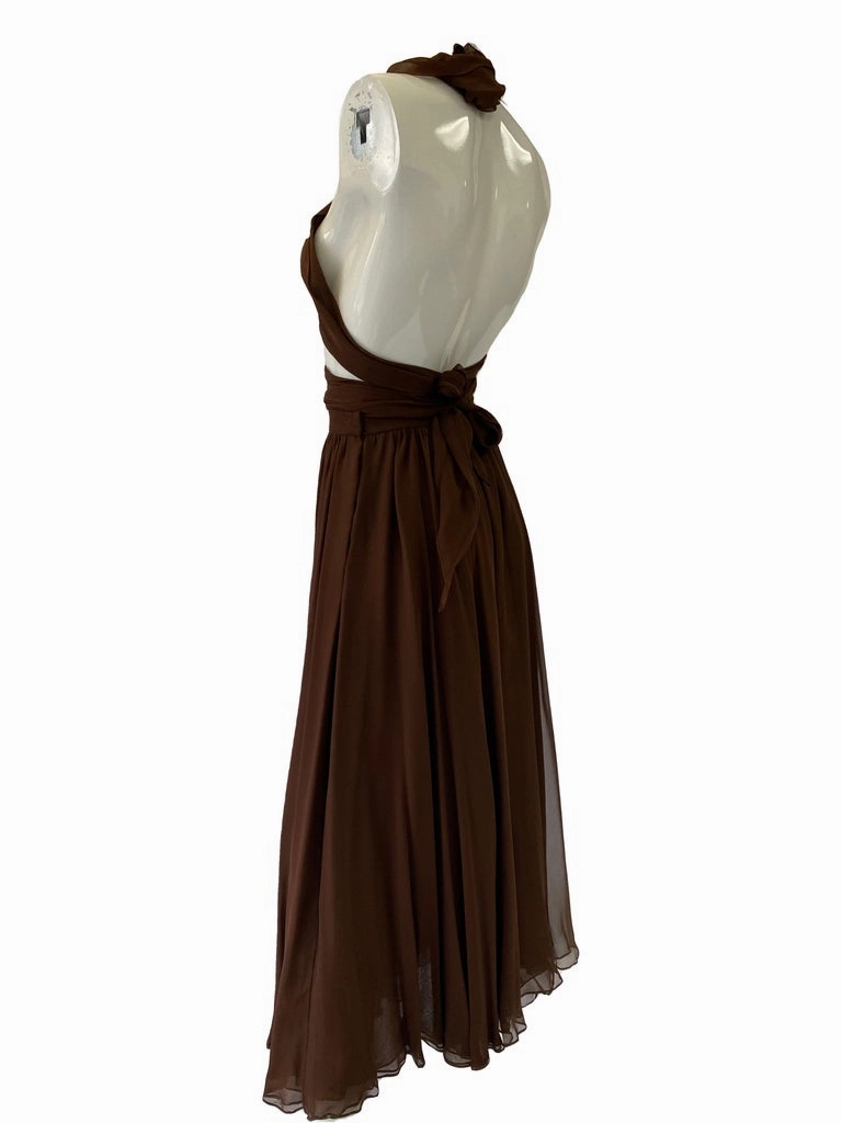 1970’s Halston Silk Chiffon Skirt and Halter Scarf Top
