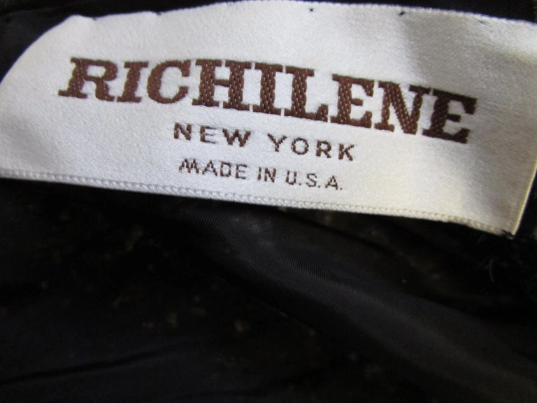 1980s Richilene Black and Gold Sequined Evening Dress