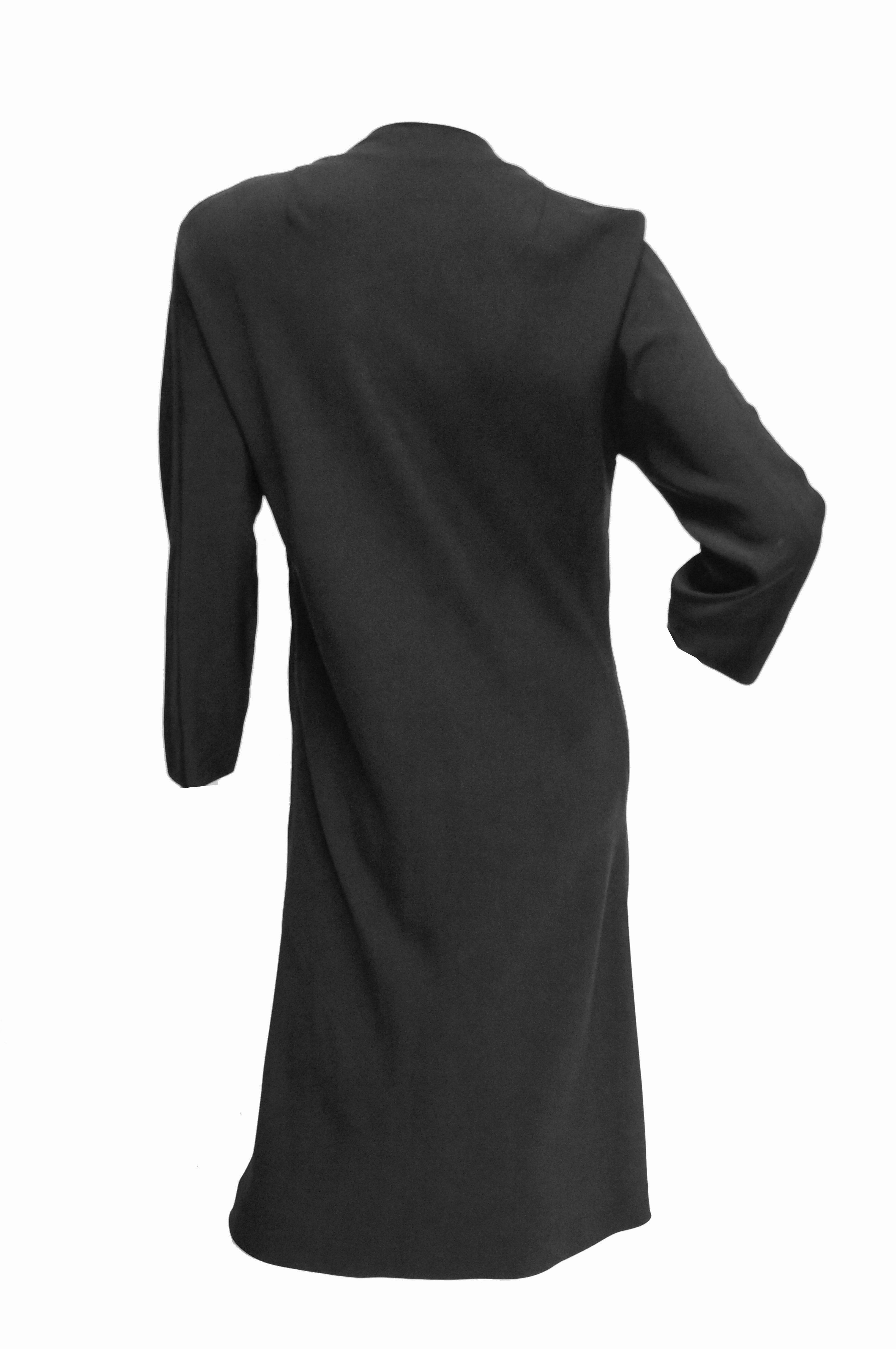 1984 Rare Madame Gres Black Silk Evening Dress w/ Scarf Drape & Original Croquis