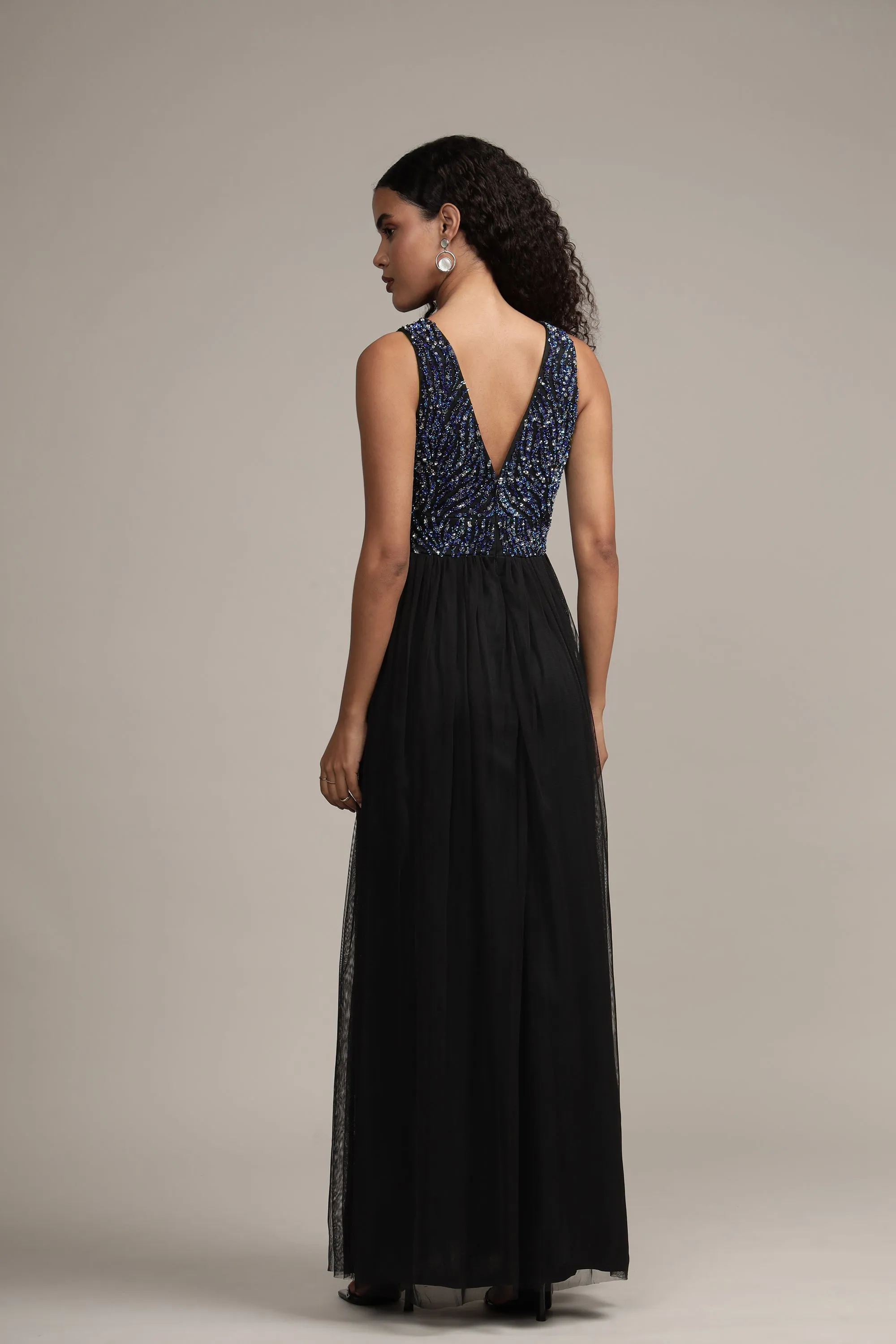 Ada Black Embellished Maxi Dress