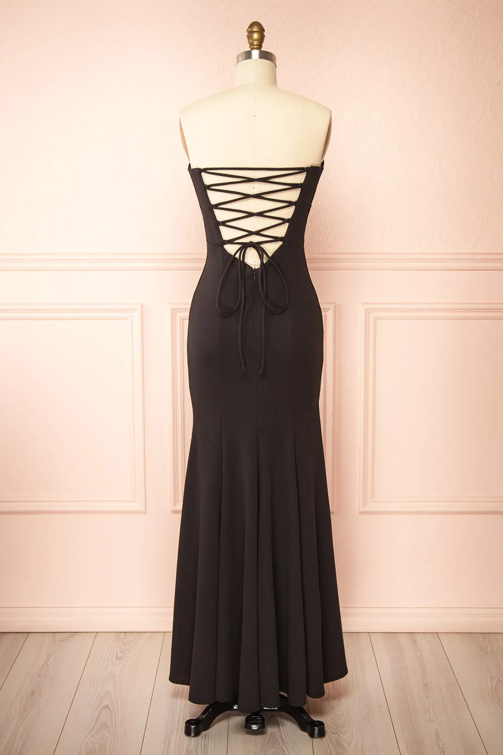 Aeji Black | Strapless Mermaid Dress w/ Corset Back