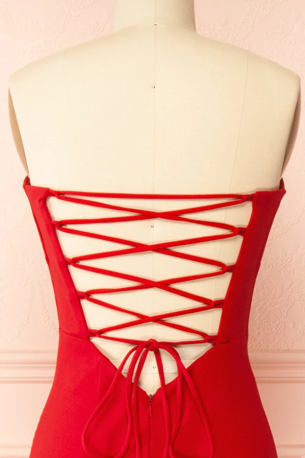 Aeji Red | Strapless Mermaid Dress with Corset Back