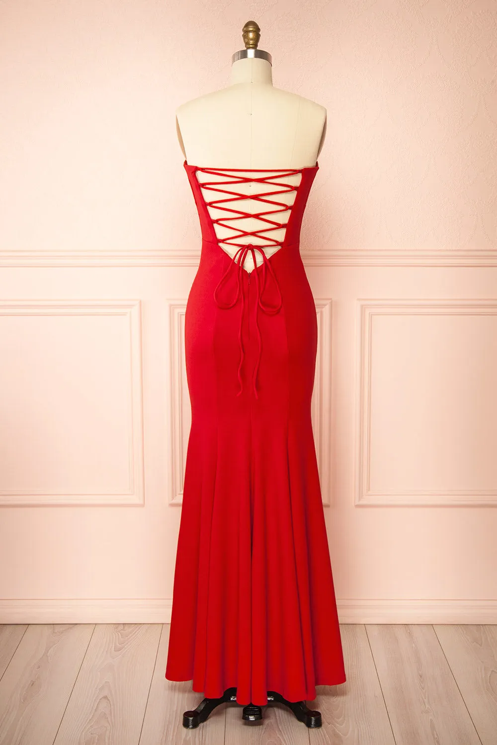 Aeji Red | Strapless Mermaid Dress with Corset Back