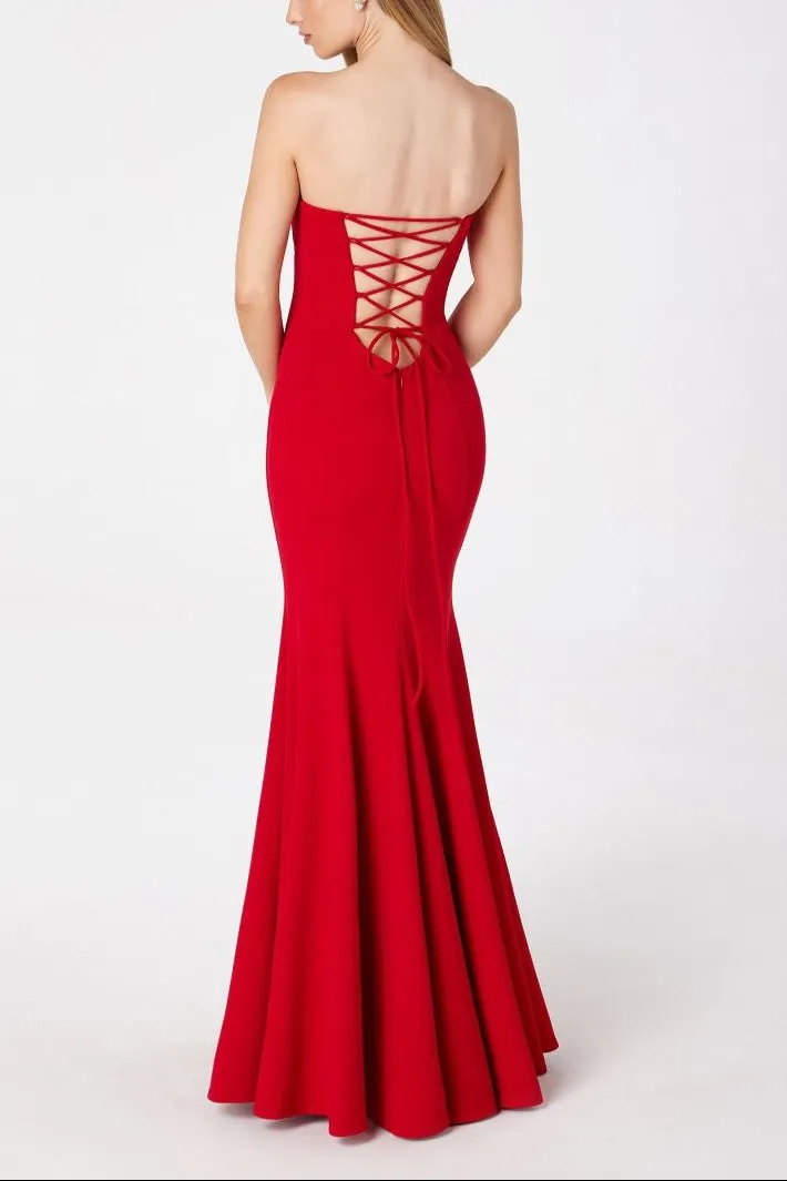 Aeji Red | Strapless Mermaid Dress with Corset Back