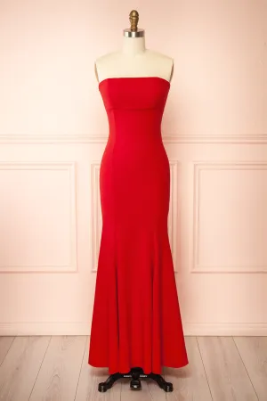 Aeji Red | Strapless Mermaid Dress with Corset Back