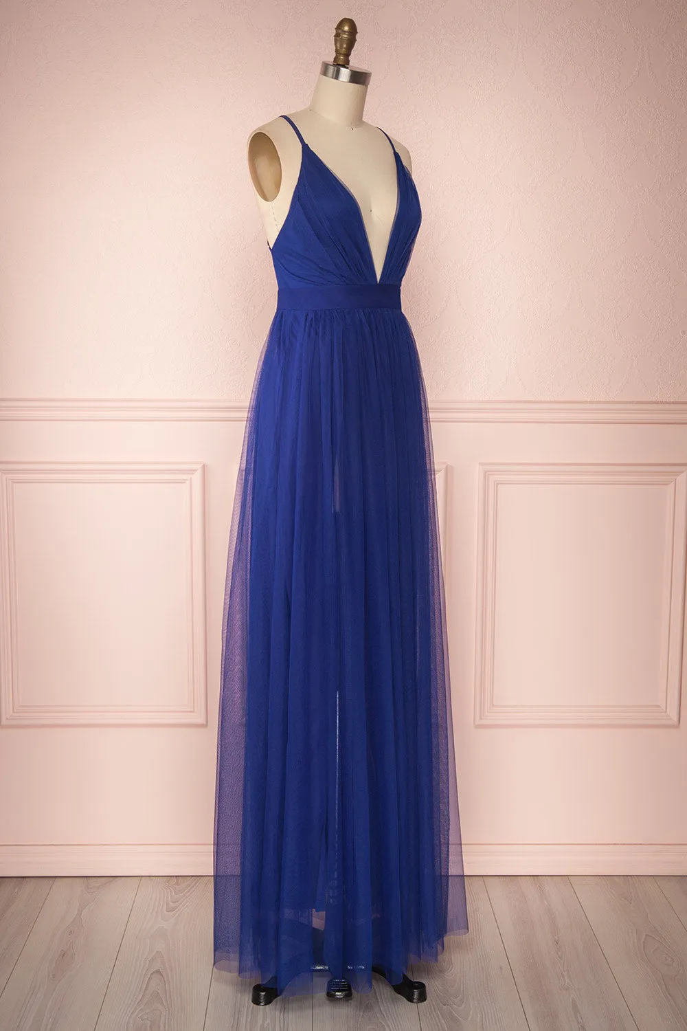Aliki Navy | Mesh Maxi Dress