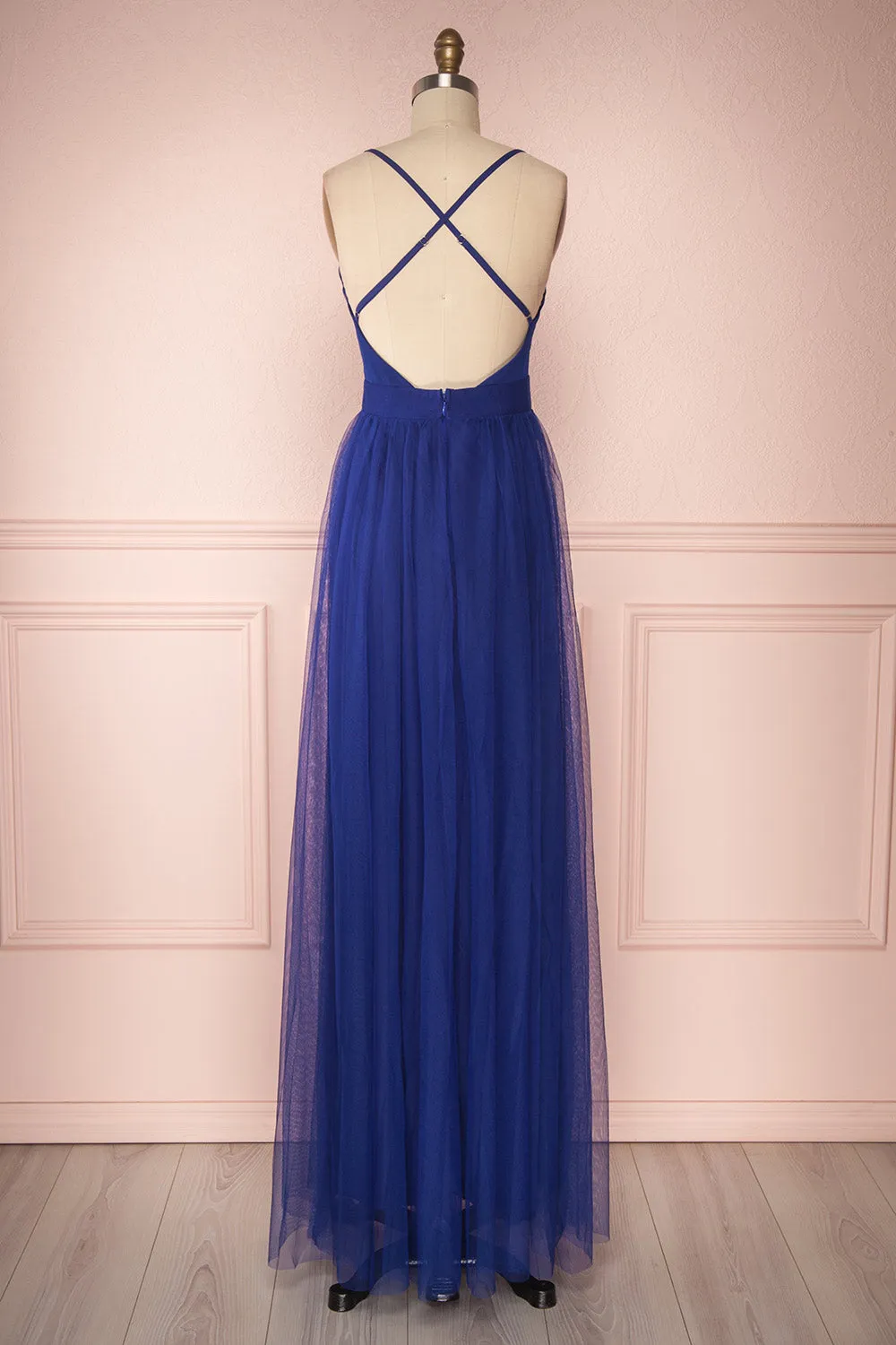Aliki Navy | Mesh Maxi Dress