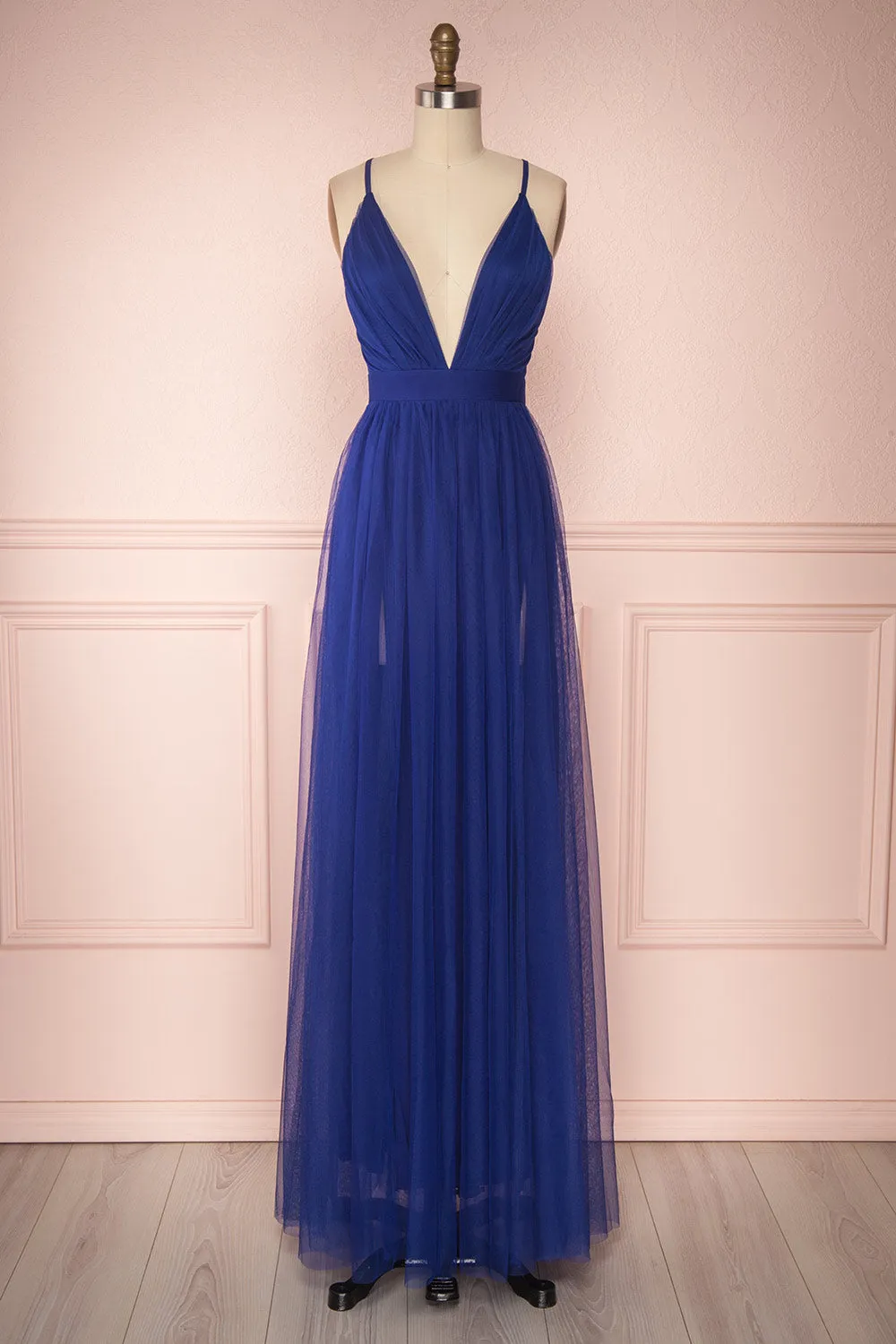 Aliki Navy | Mesh Maxi Dress