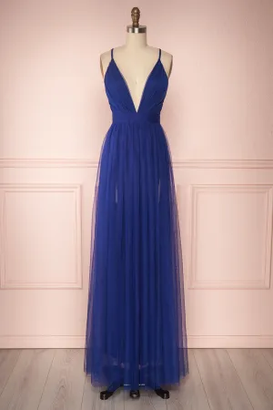 Aliki Navy | Mesh Maxi Dress