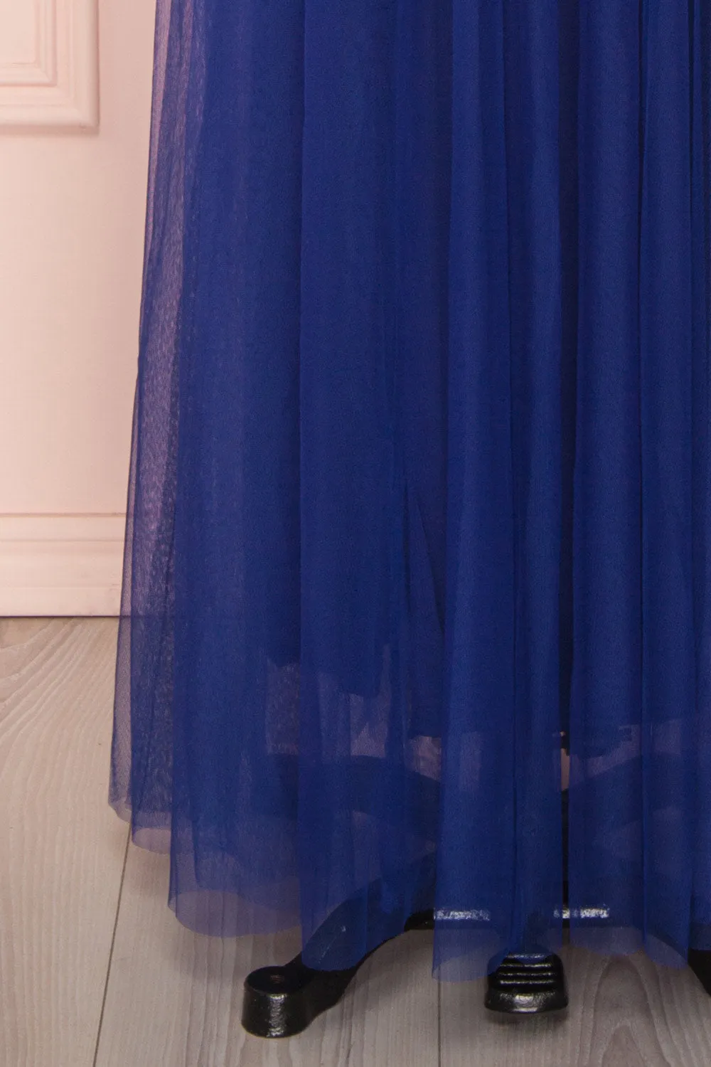 Aliki Navy | Mesh Maxi Dress