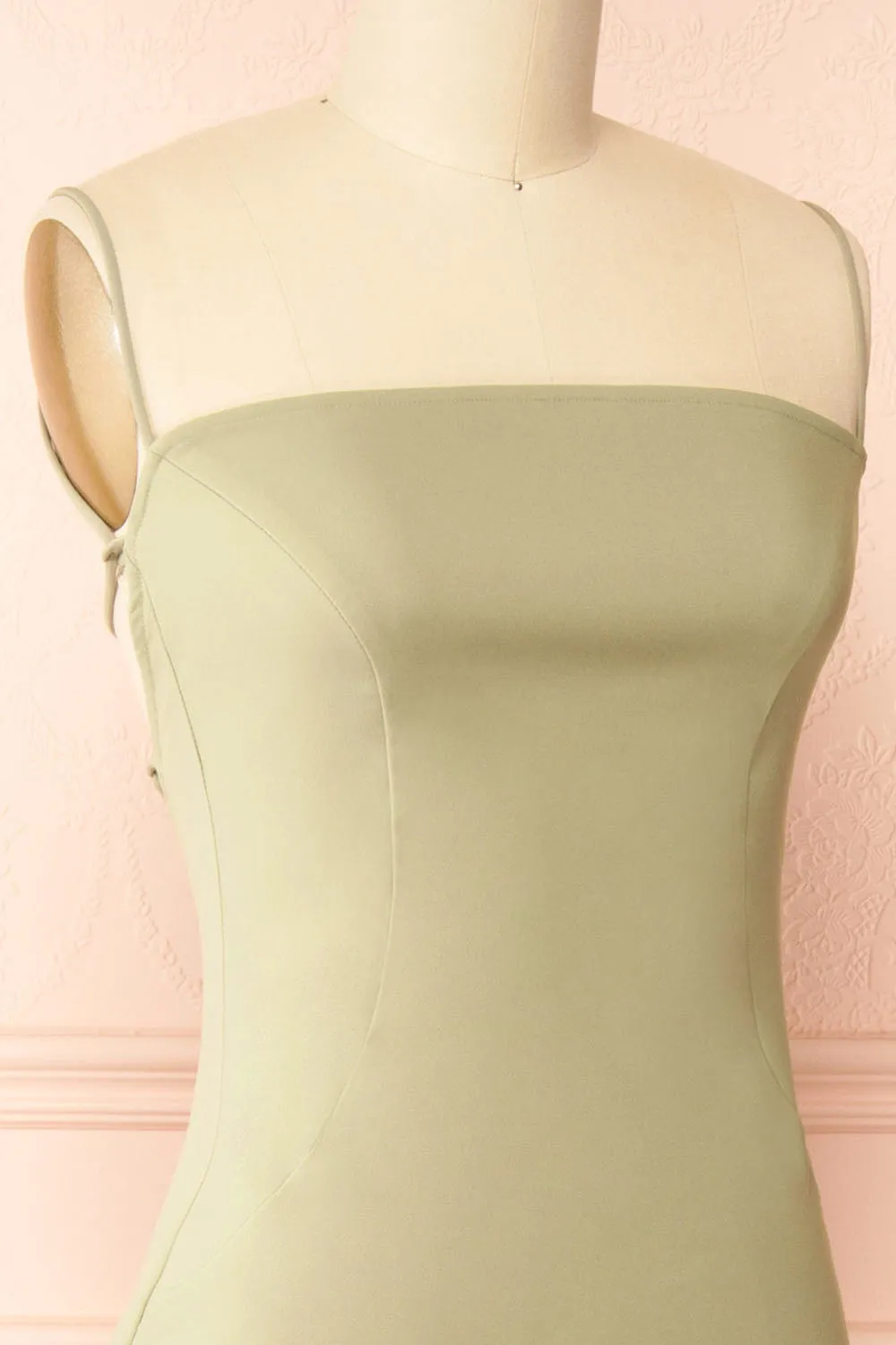 Arannia Sage | Fitted Midi Dress with Laced Back