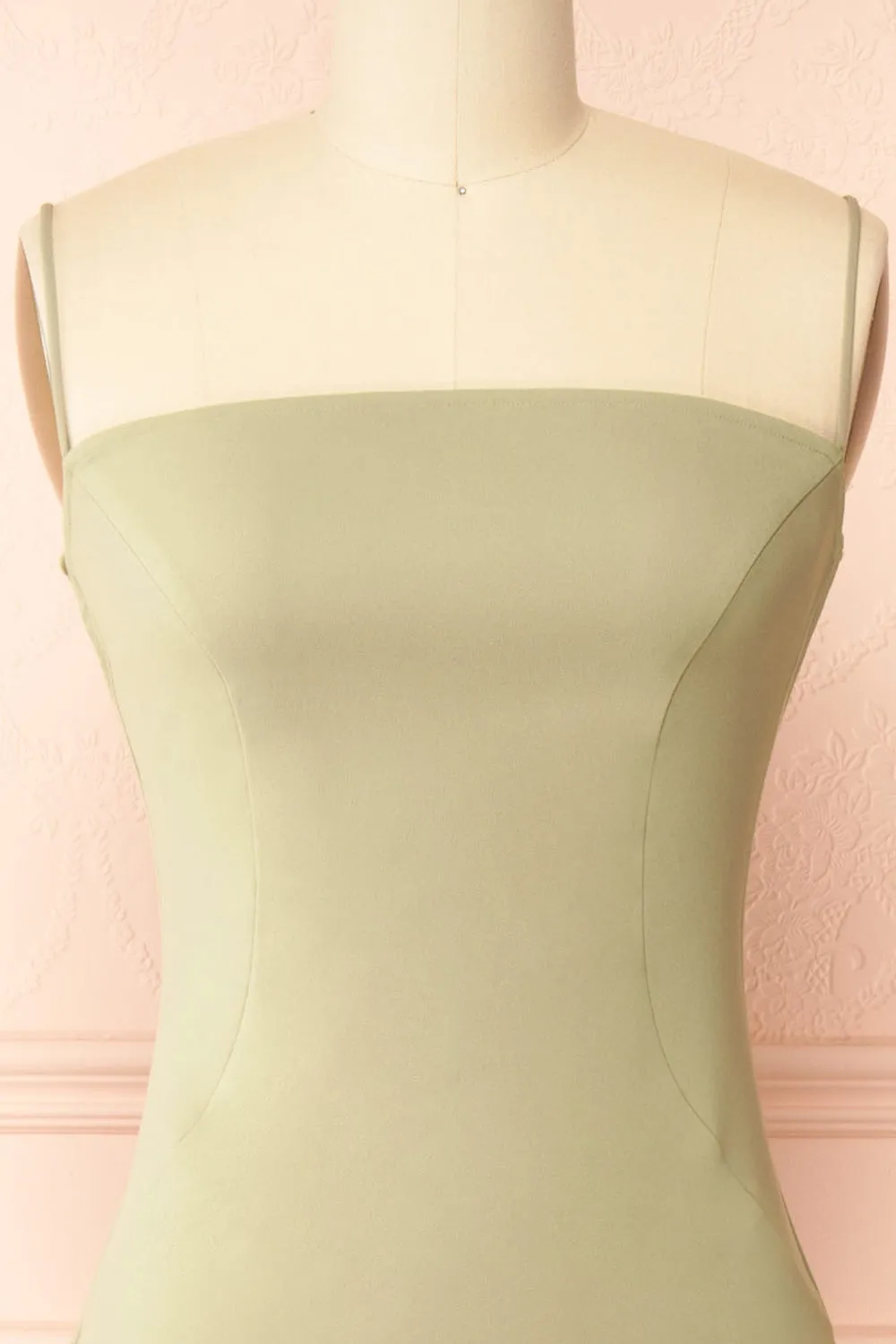 Arannia Sage | Fitted Midi Dress with Laced Back