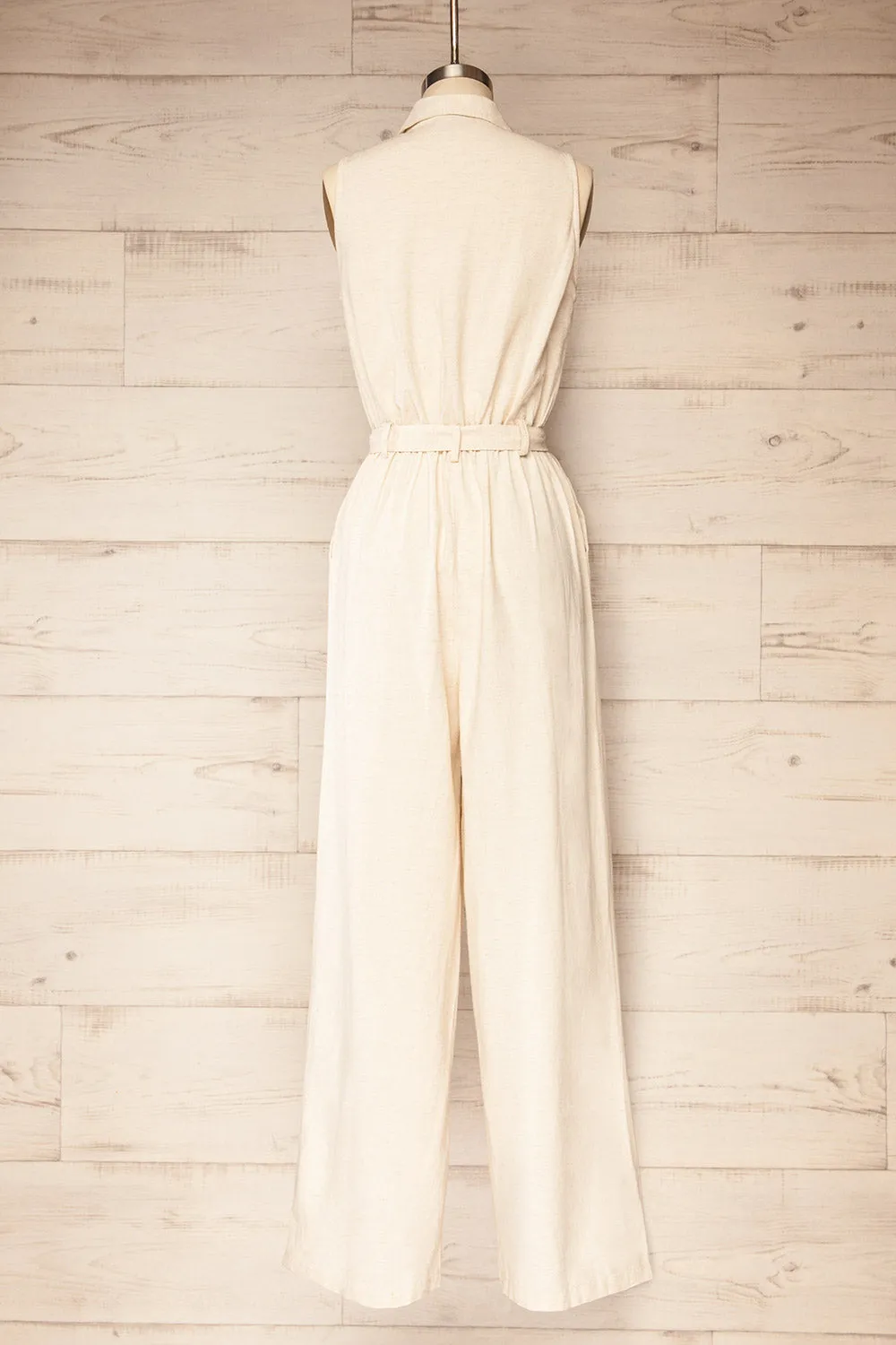 Baotou | Beige Jumpsuit with Belt and Pockets