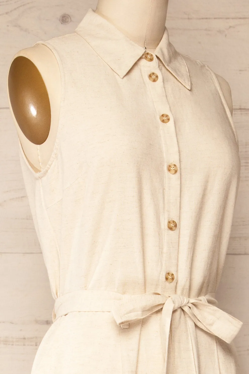 Baotou | Beige Jumpsuit with Belt and Pockets