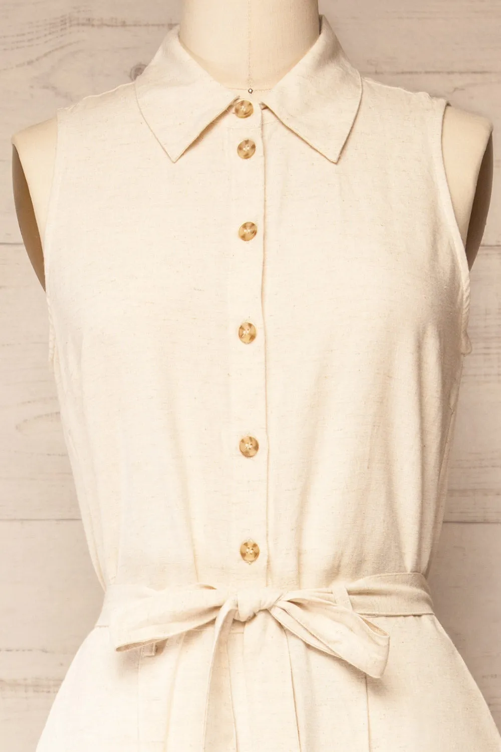 Baotou | Beige Jumpsuit with Belt and Pockets