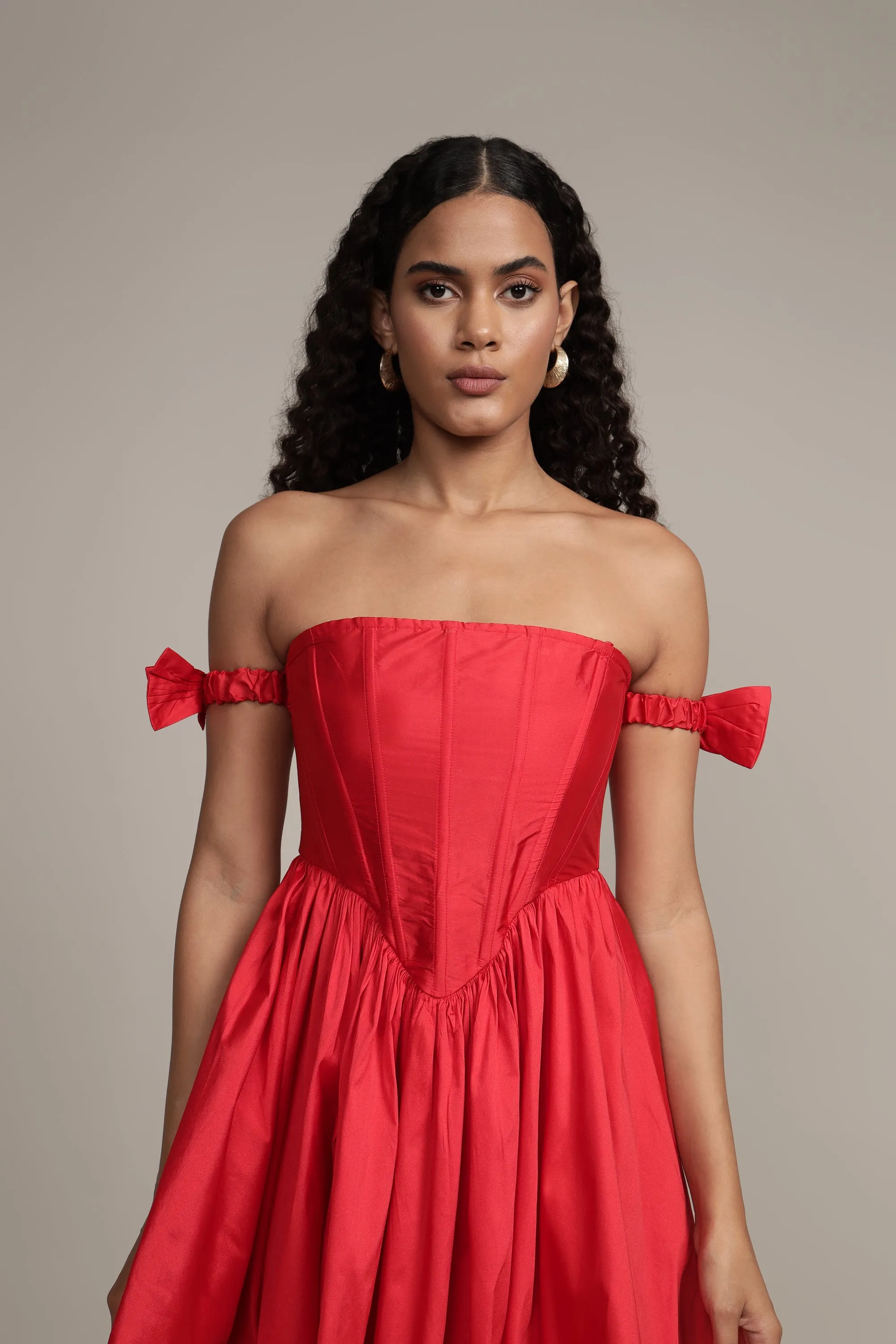 Carly Corset Mini Dress in Red