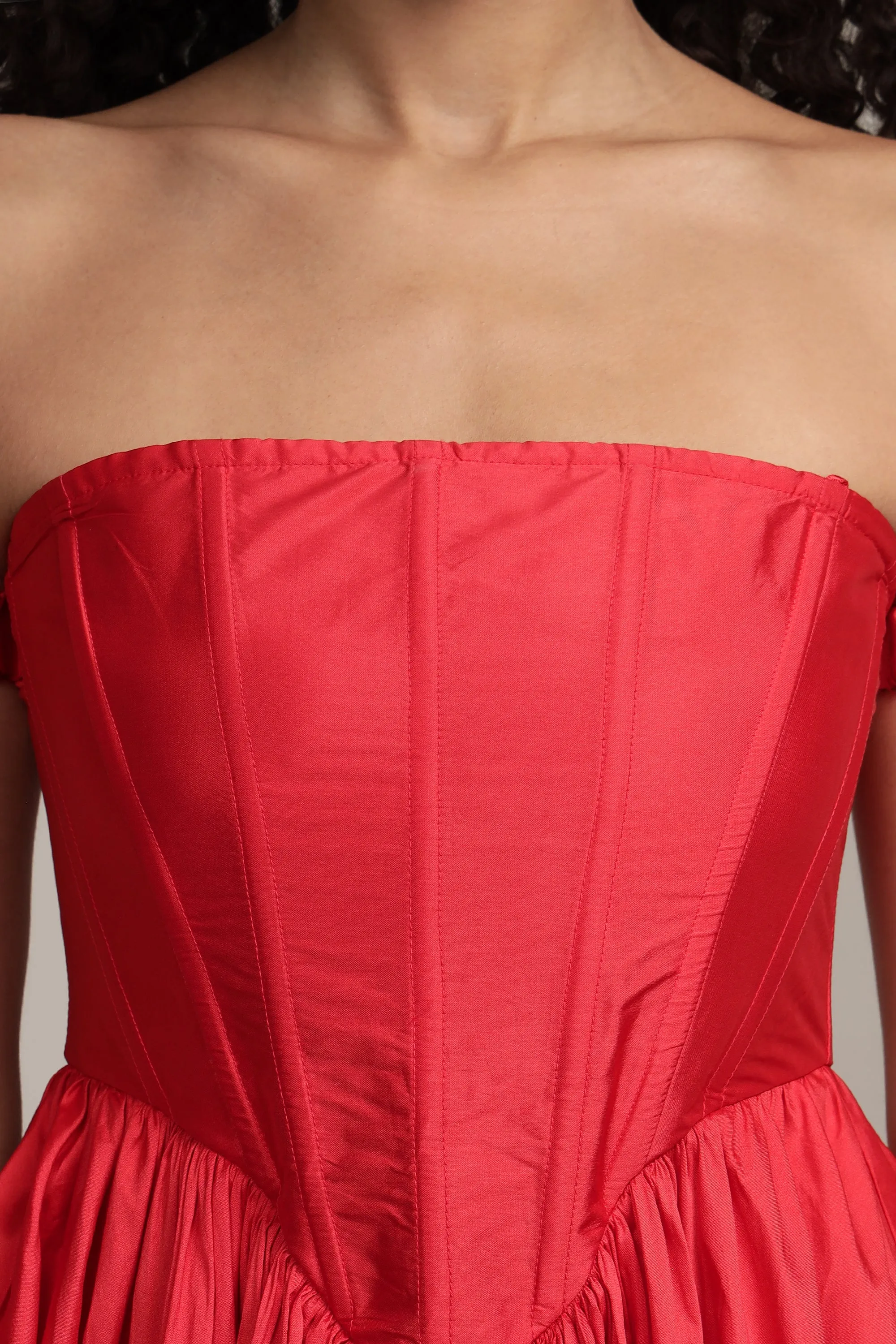 Carly Corset Mini Dress in Red