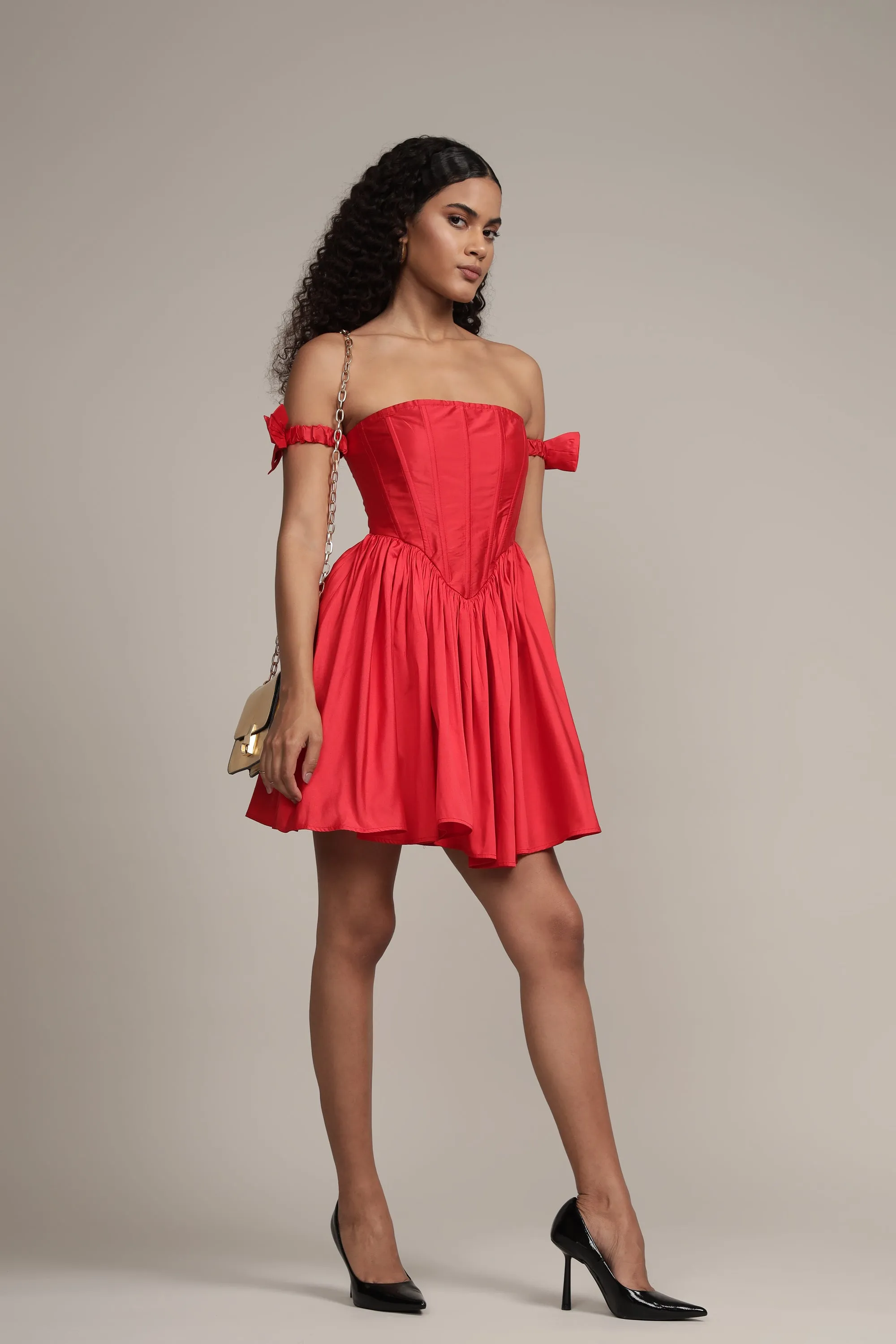 Carly Corset Mini Dress in Red