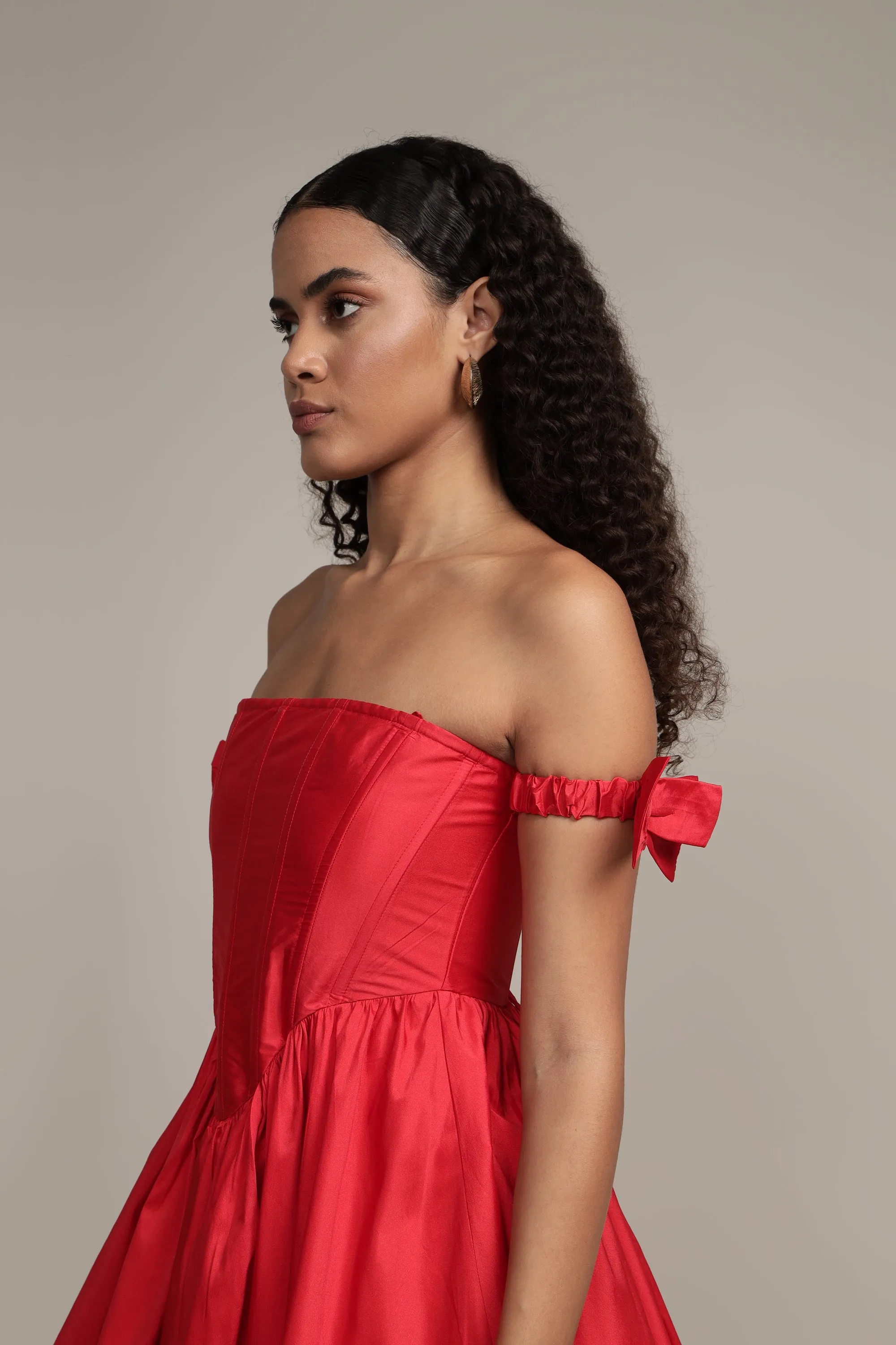 Carly Corset Mini Dress in Red