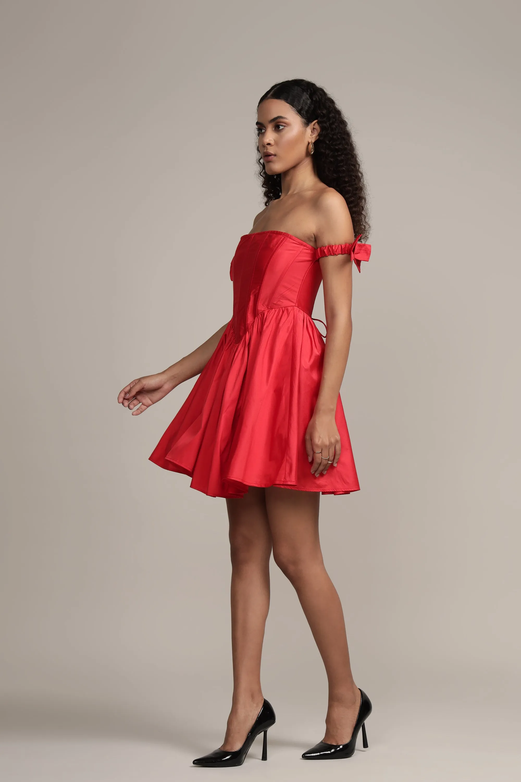 Carly Corset Mini Dress in Red