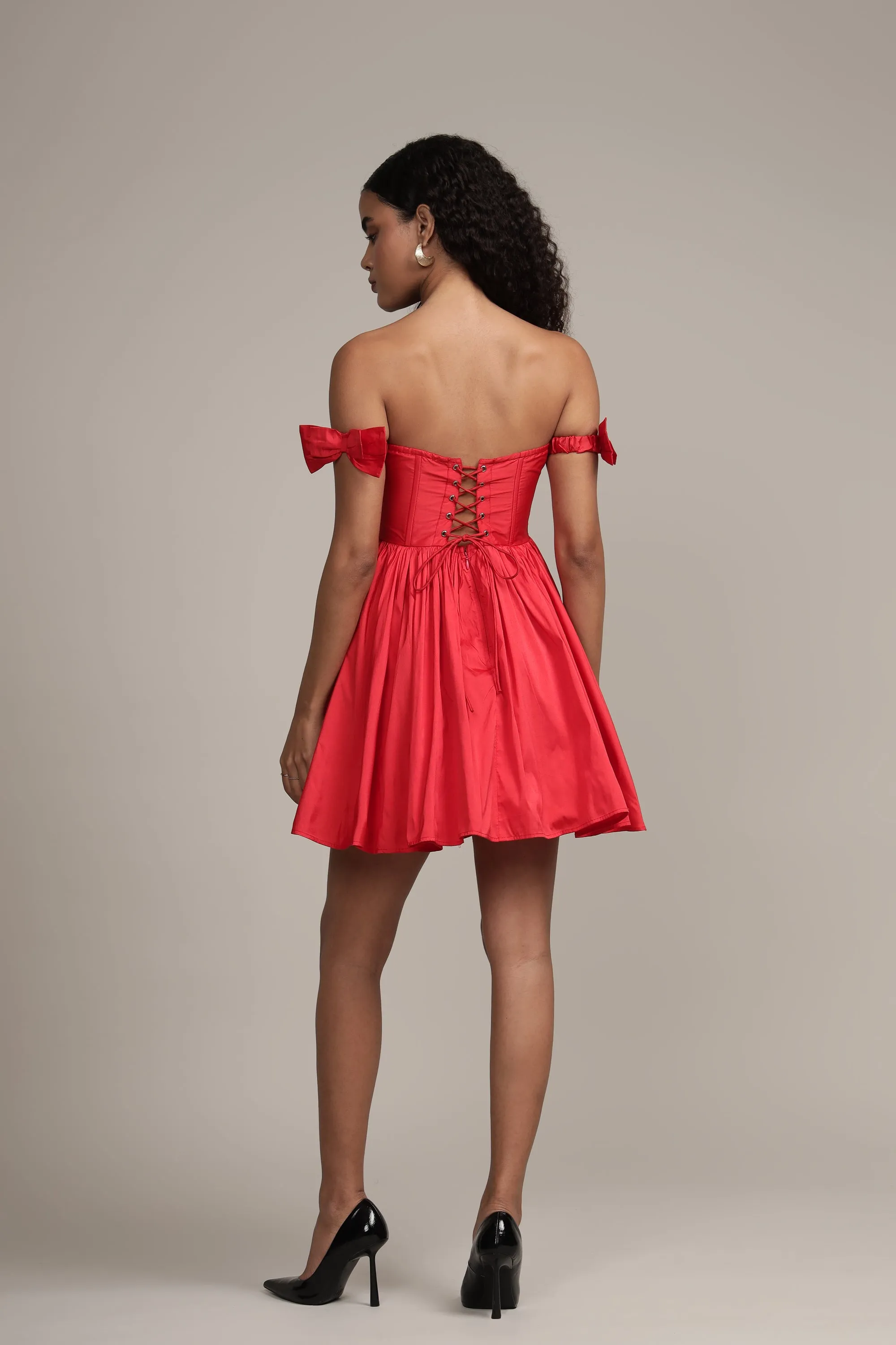 Carly Corset Mini Dress in Red