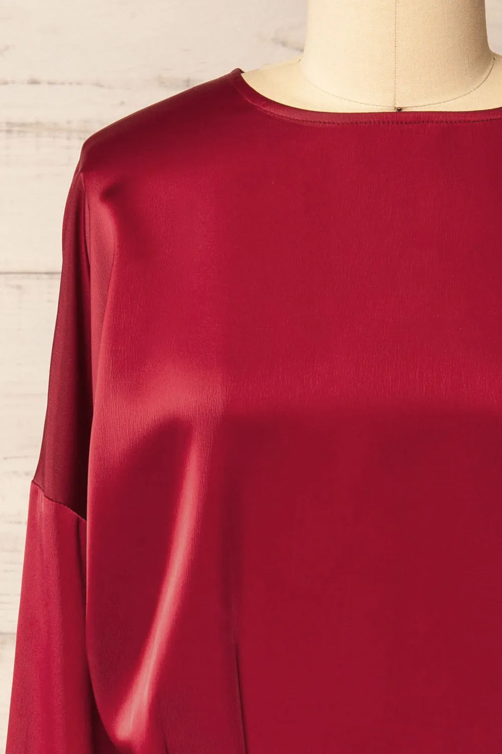 Combault Burgundy | Silky Long Sleeved Dress