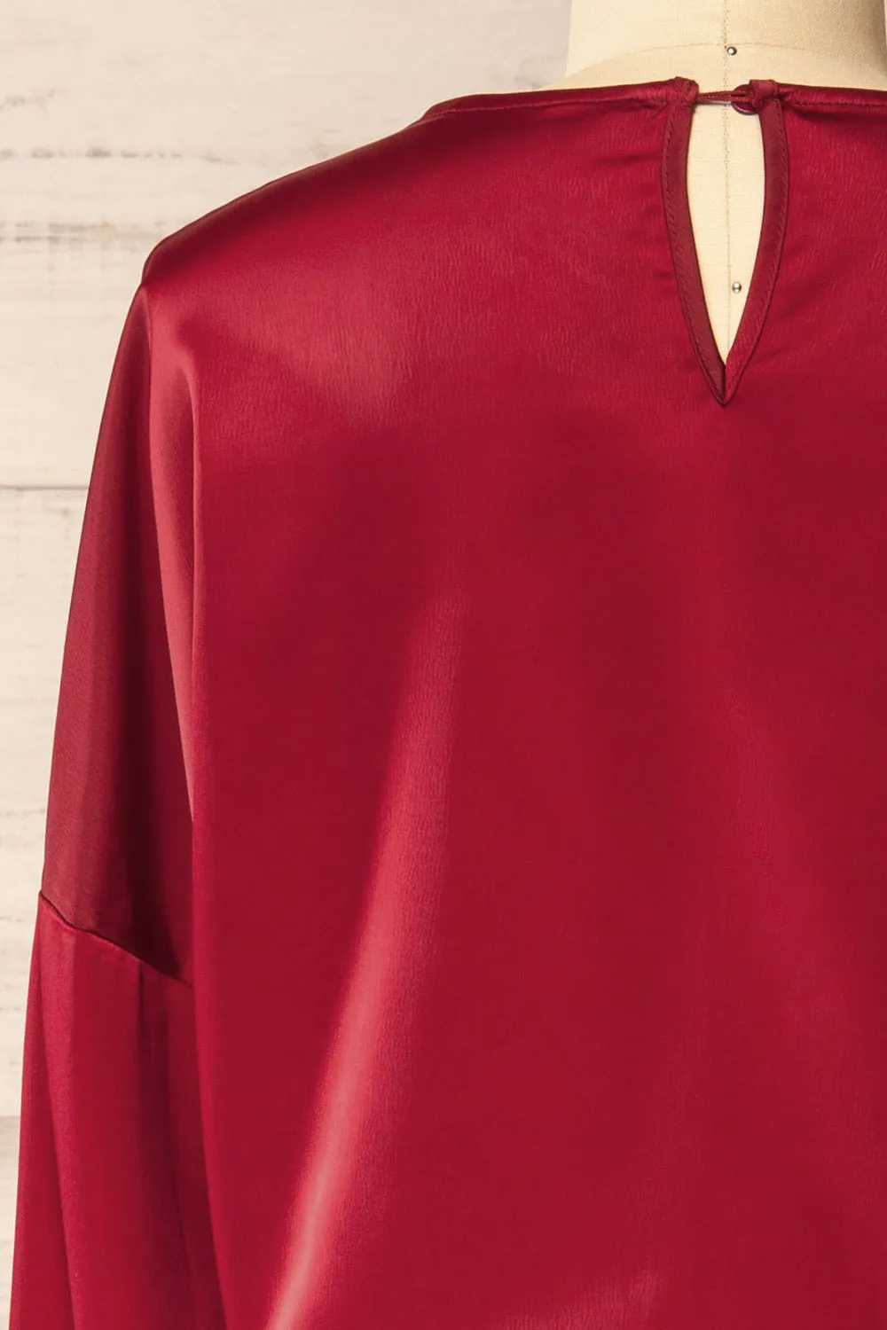 Combault Burgundy | Silky Long Sleeved Dress