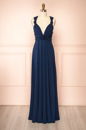 Elena Navy | Convertible Maxi Dress