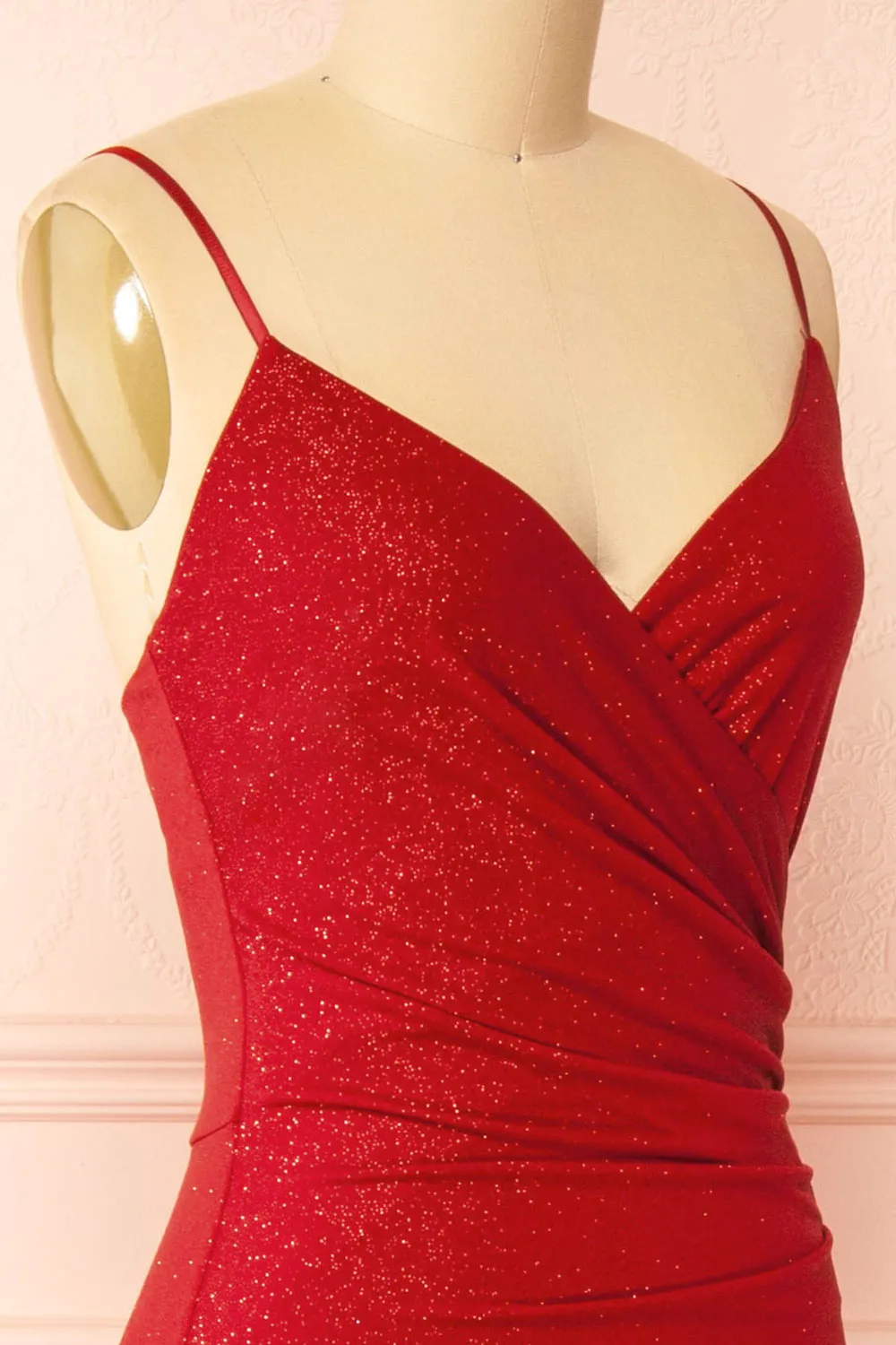 Enyra Red | Sparkling Dress w/ Wrapped Bodice