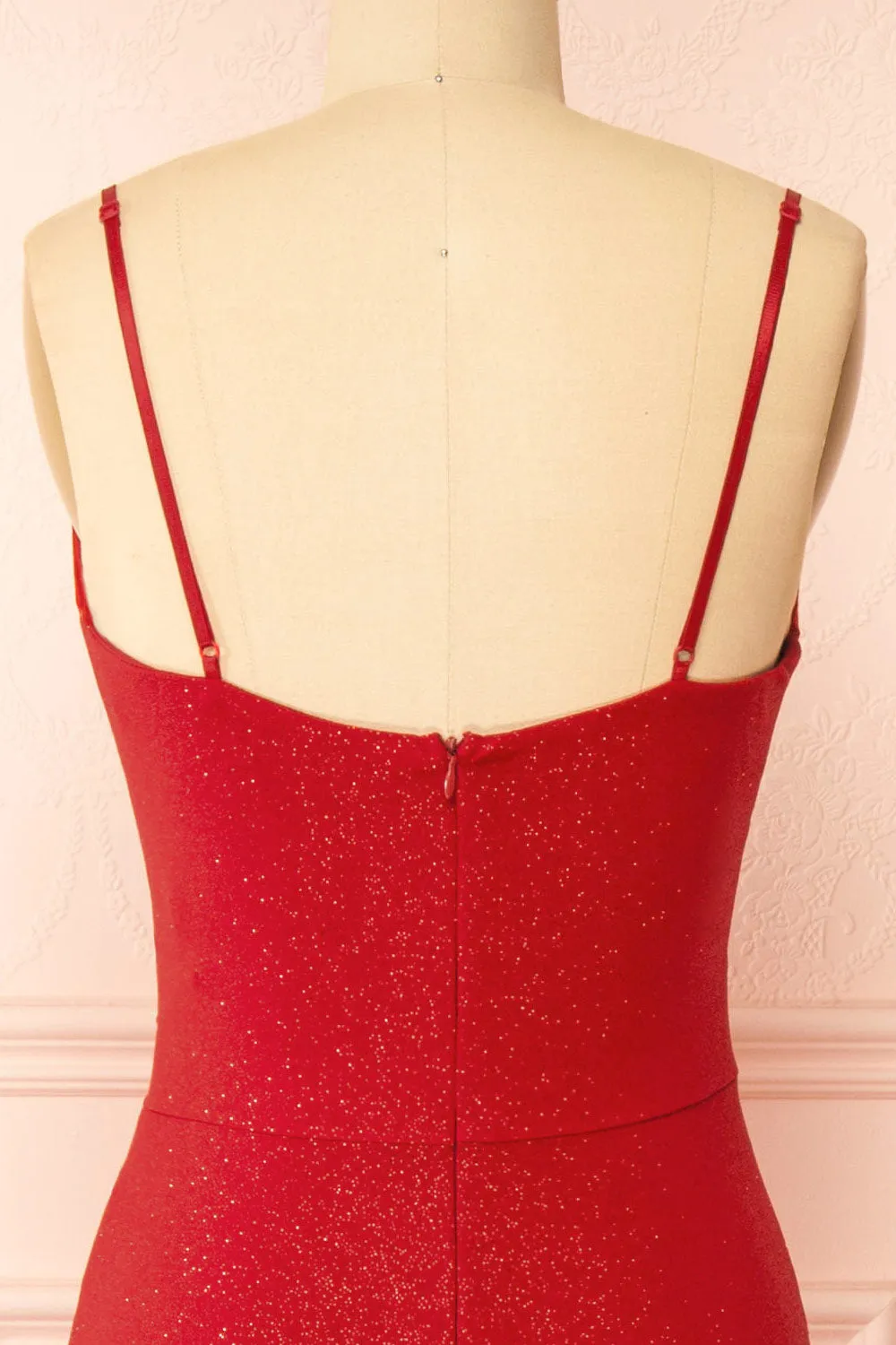 Enyra Red | Sparkling Dress w/ Wrapped Bodice