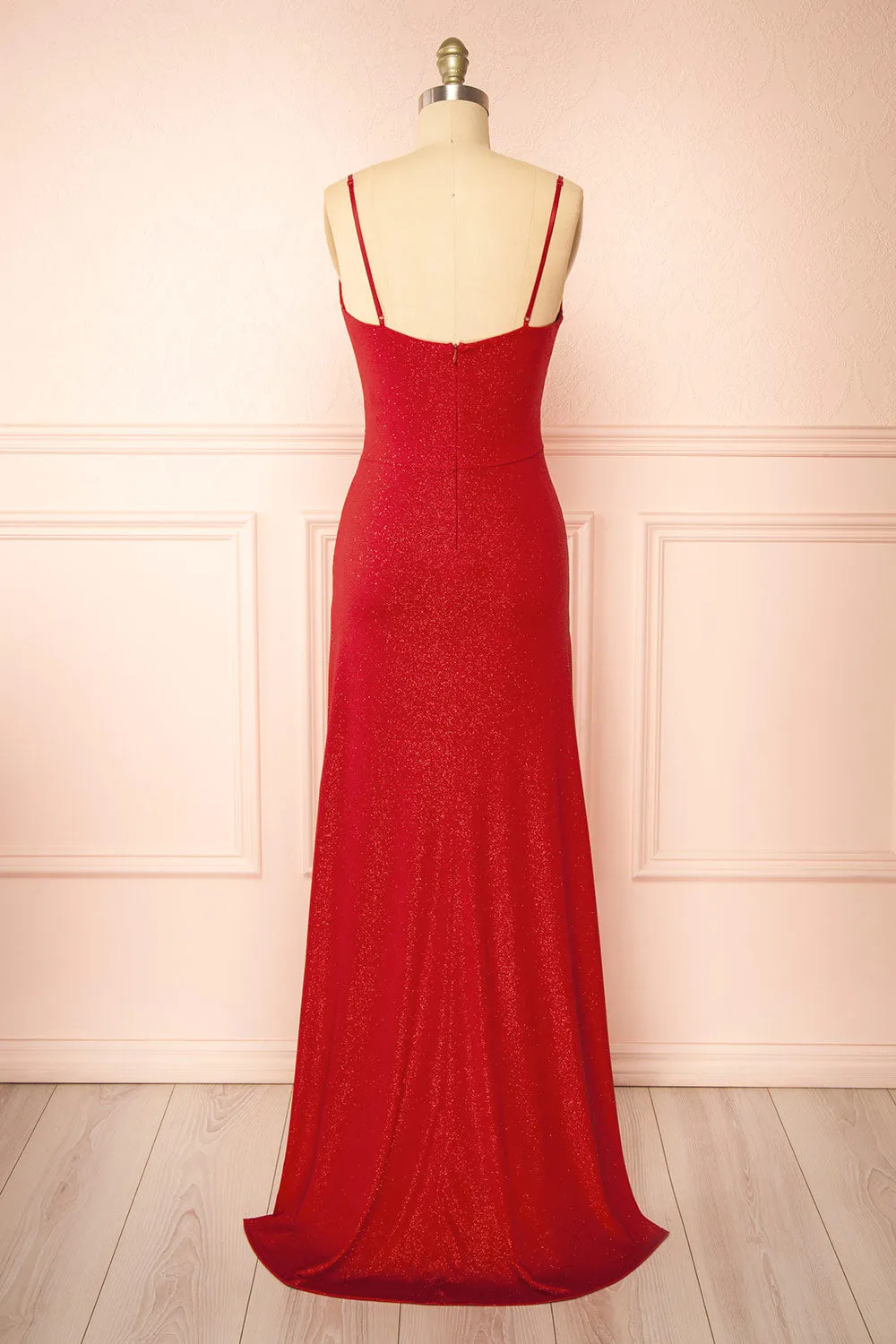 Enyra Red | Sparkling Dress w/ Wrapped Bodice