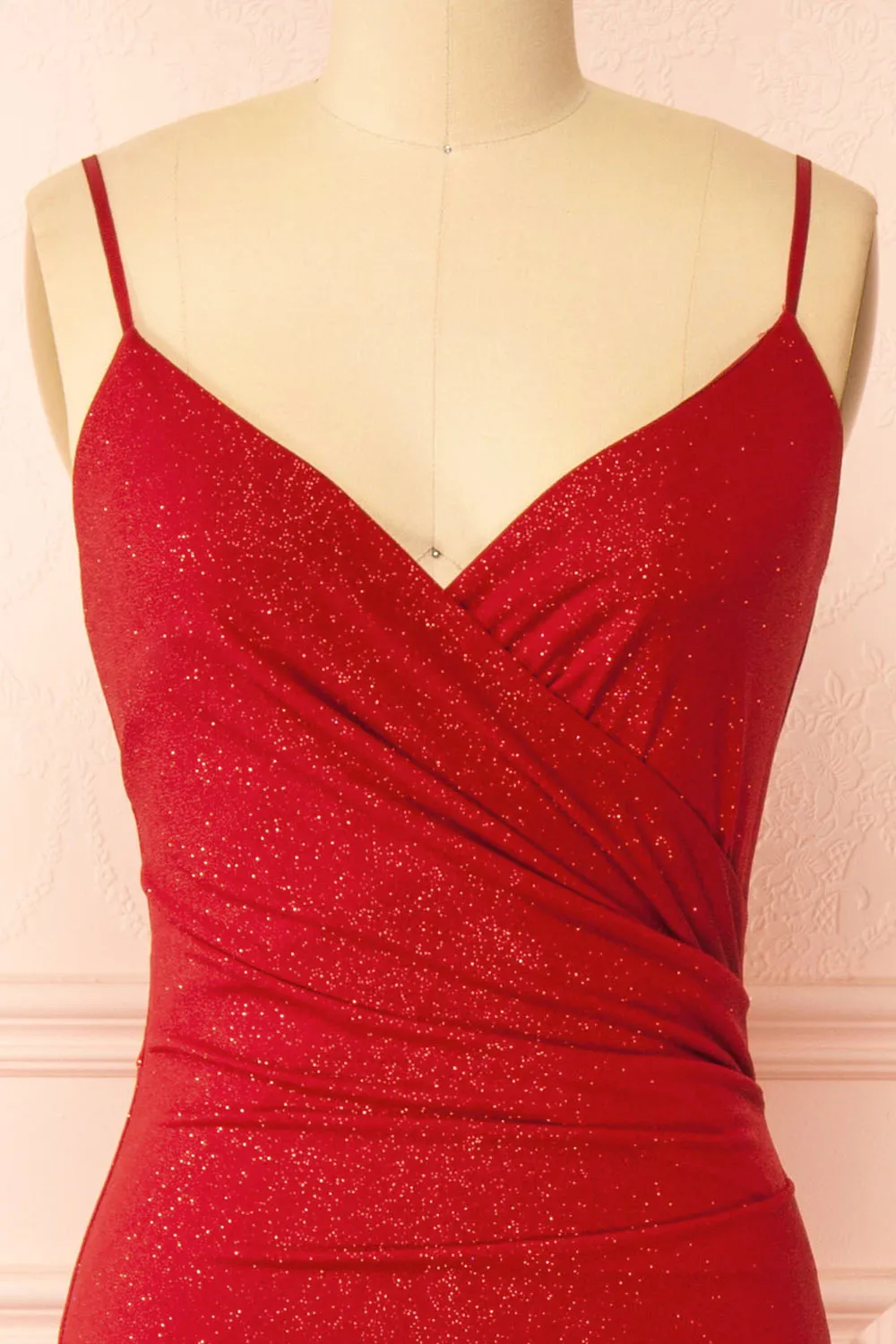 Enyra Red | Sparkling Dress w/ Wrapped Bodice