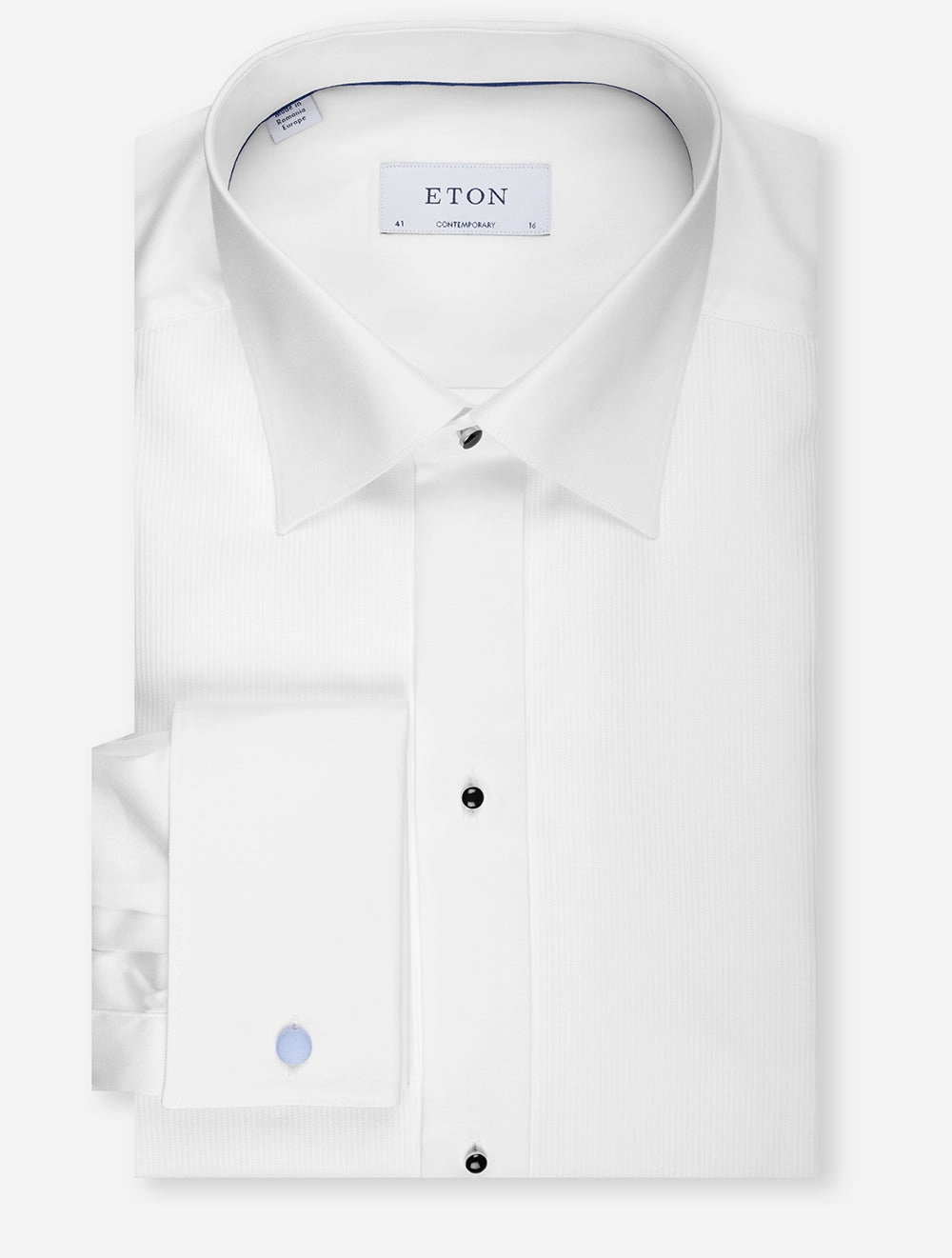 Fine Plisse Bib Contemporary Fit Dress Shirt White