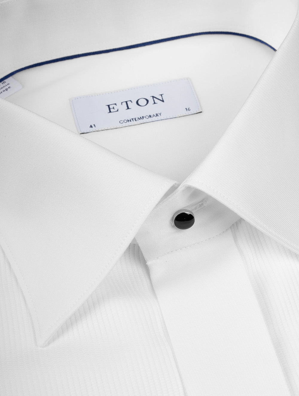 Fine Plisse Bib Contemporary Fit Dress Shirt White