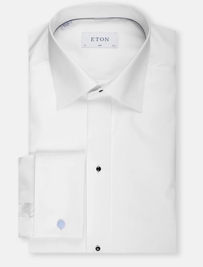 Fine Plisse Bib Slim Fit Dress Shirt White
