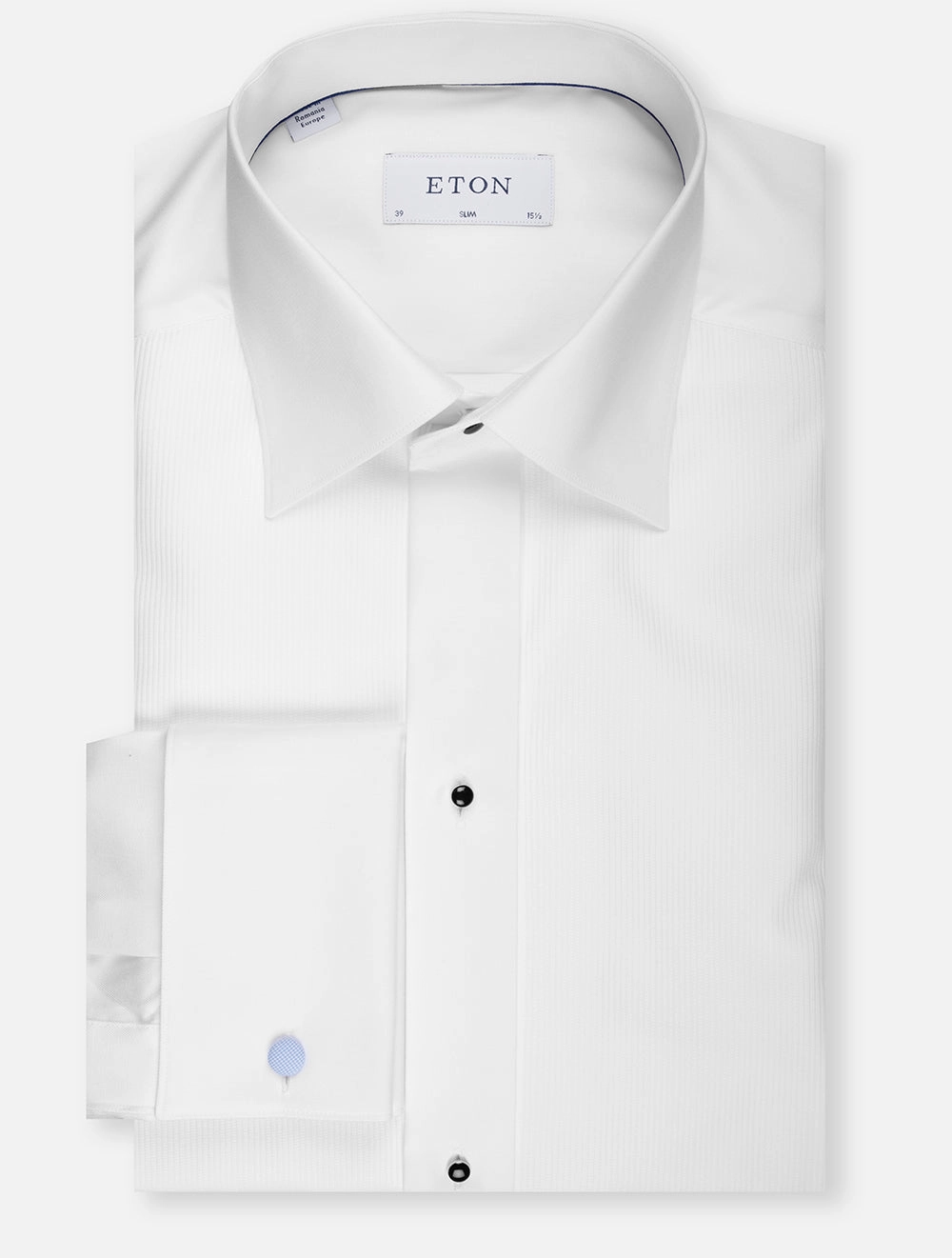 Fine Plisse Bib Slim Fit Dress Shirt White