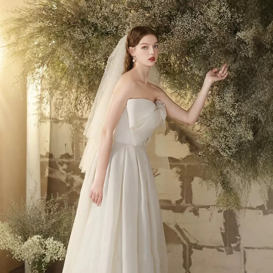 French White Tulle Gown  Elegant Bridal Robe for Engagement or Evening Events (2025)