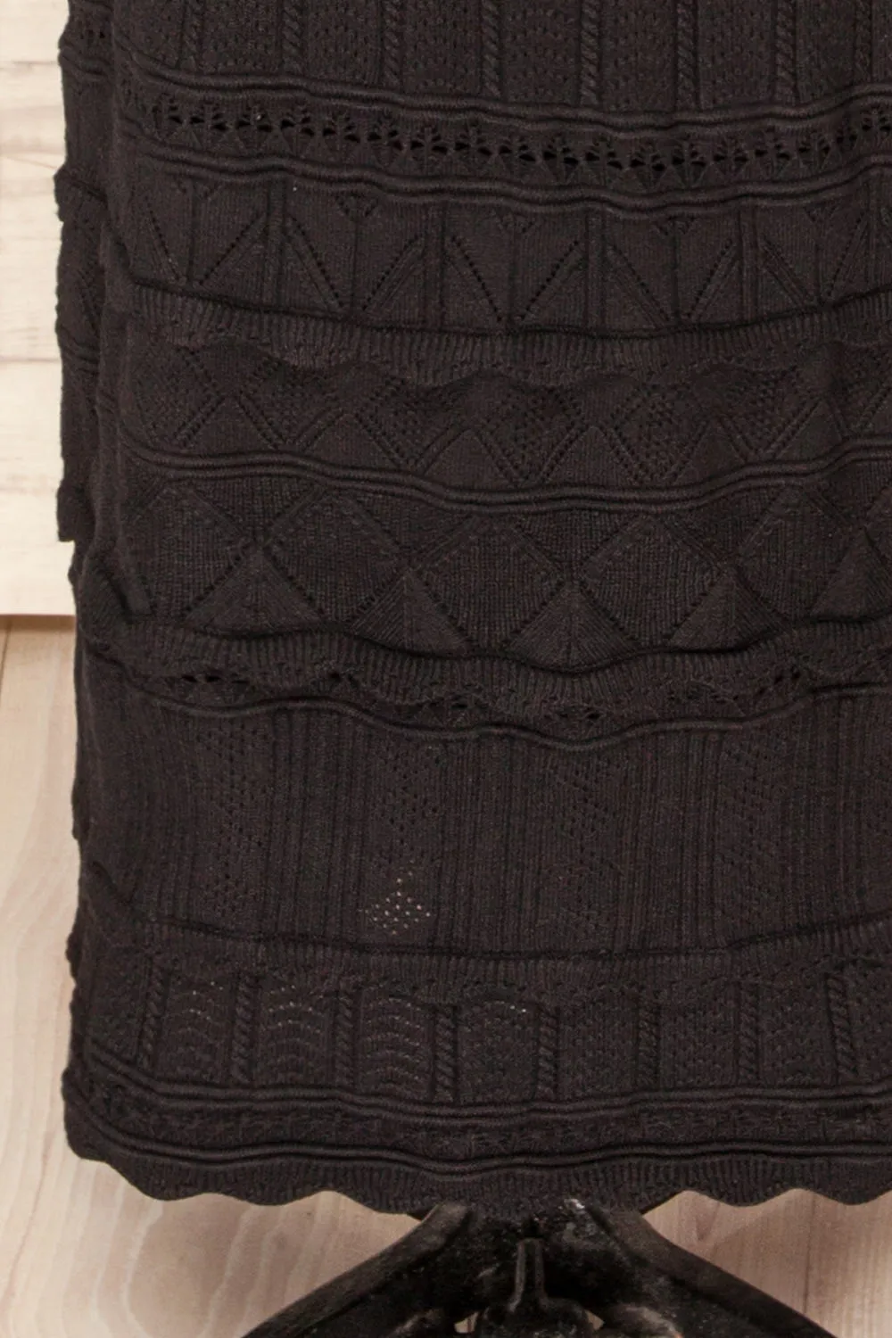 Hebi Black | Long Openwork Knit Dress