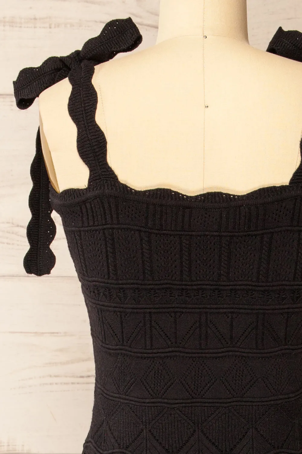 Hebi Black | Long Openwork Knit Dress