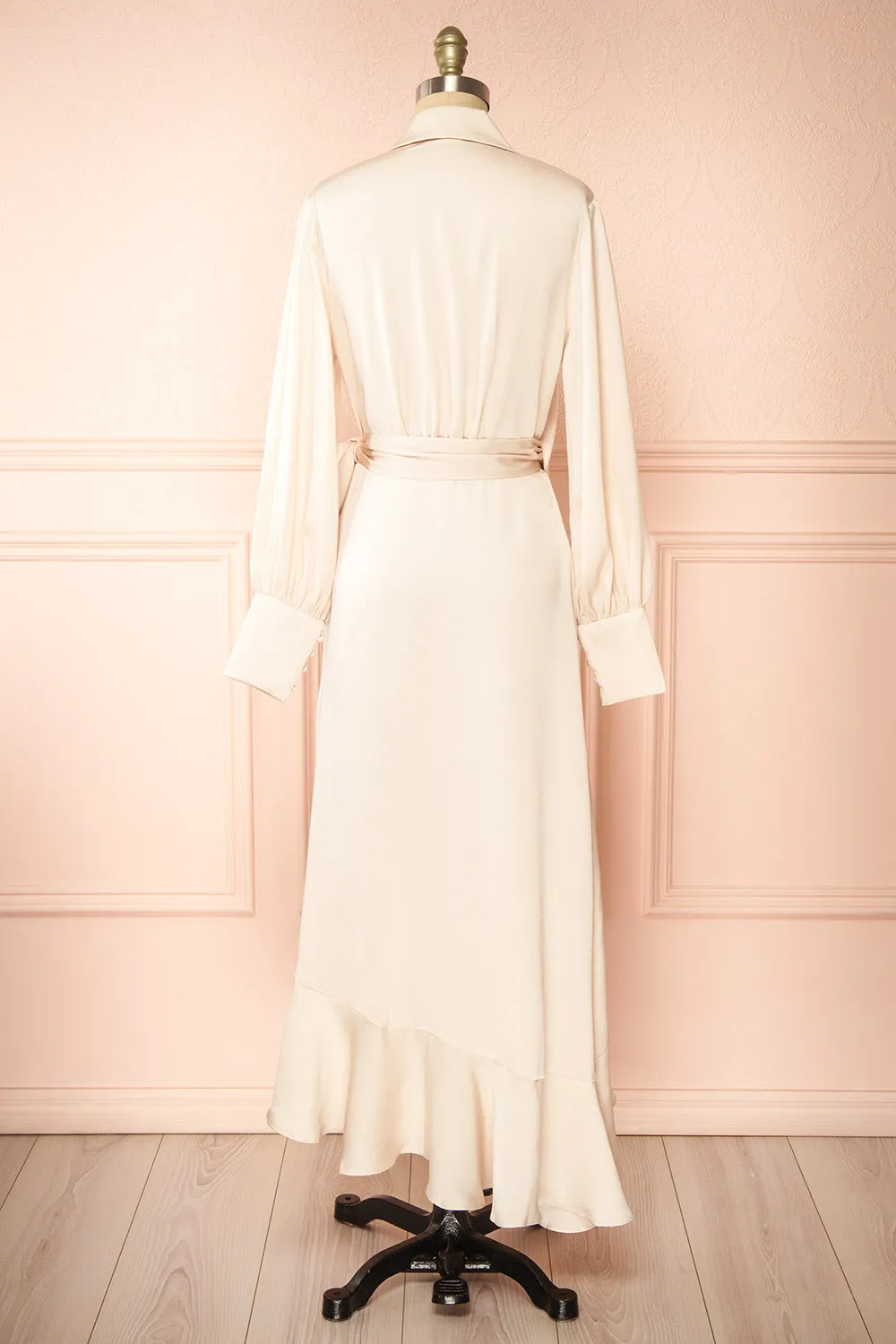 Hilary | Long Champagne Wrap Dress