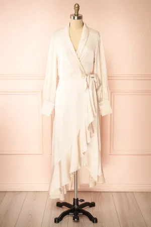 Hilary | Long Champagne Wrap Dress