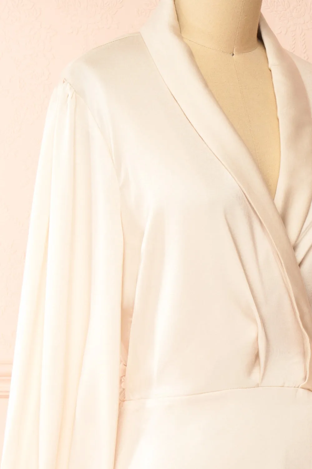 Hilary | Long Champagne Wrap Dress