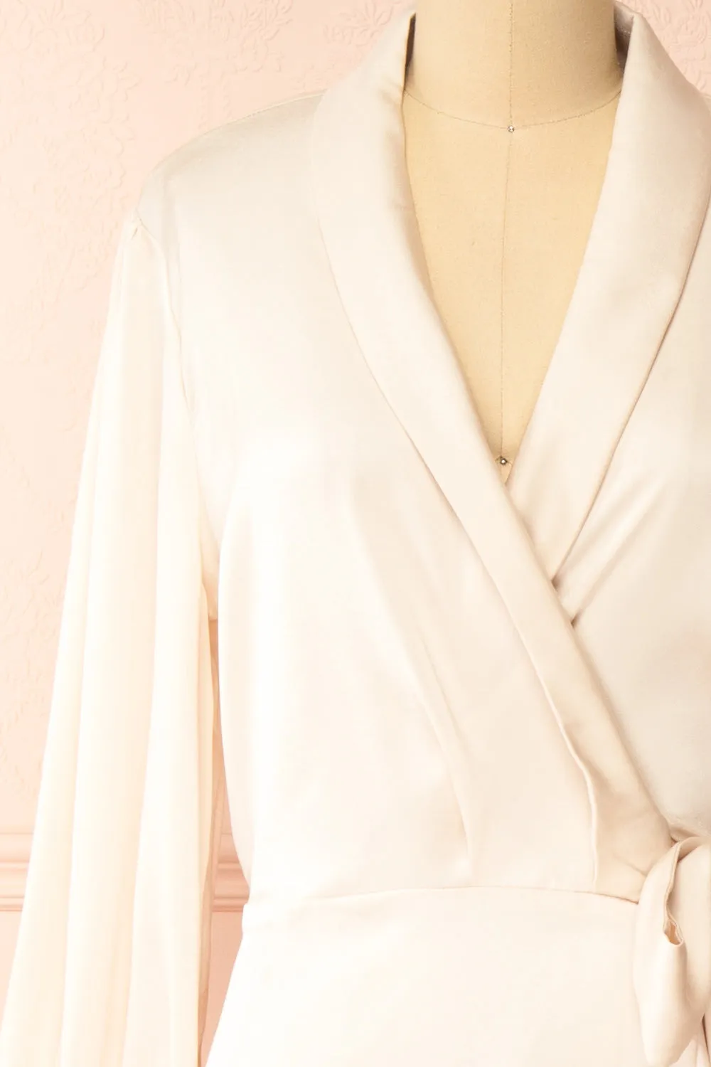 Hilary | Long Champagne Wrap Dress