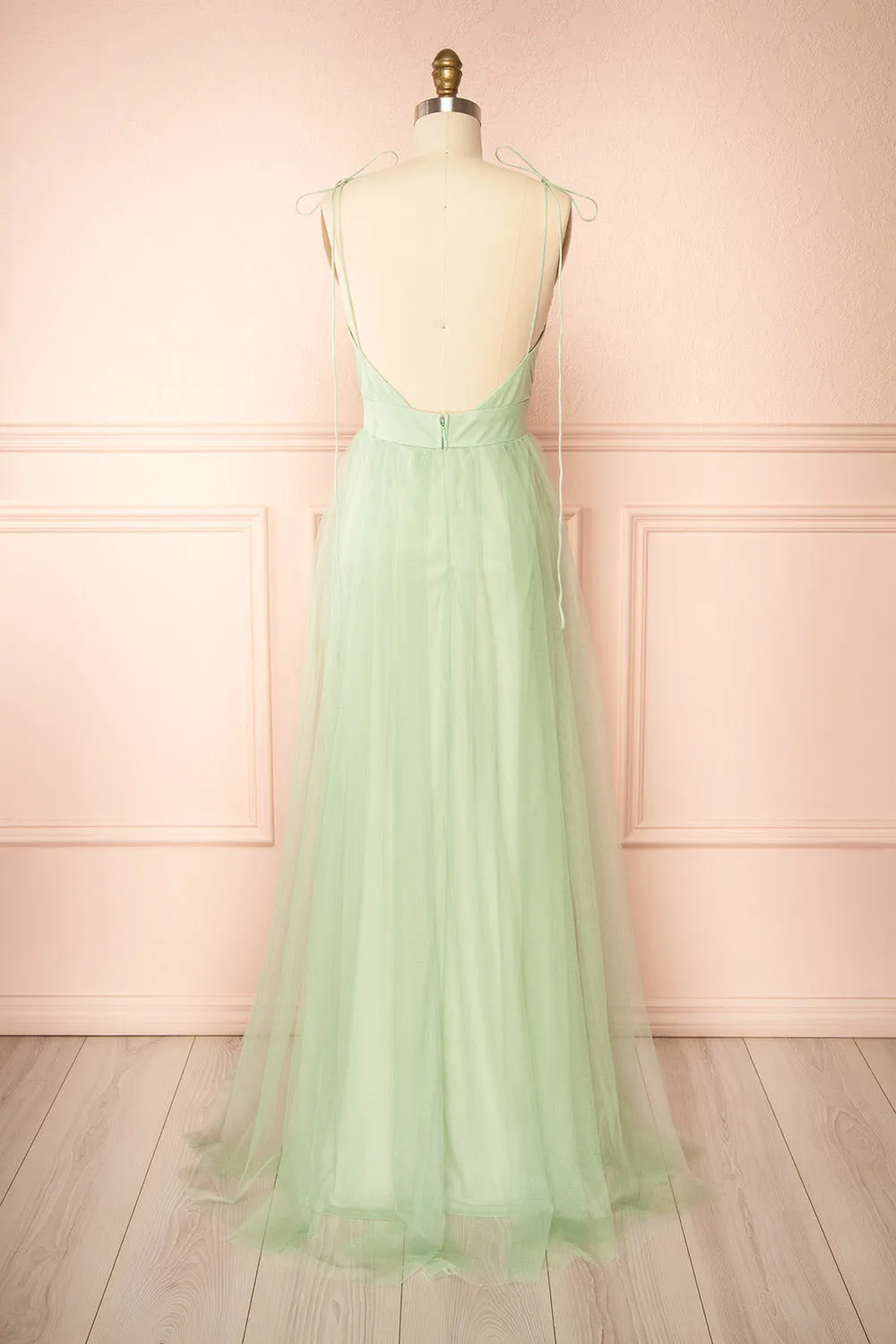Hyedi Sage | Tulle Gown with Plunging Neckline