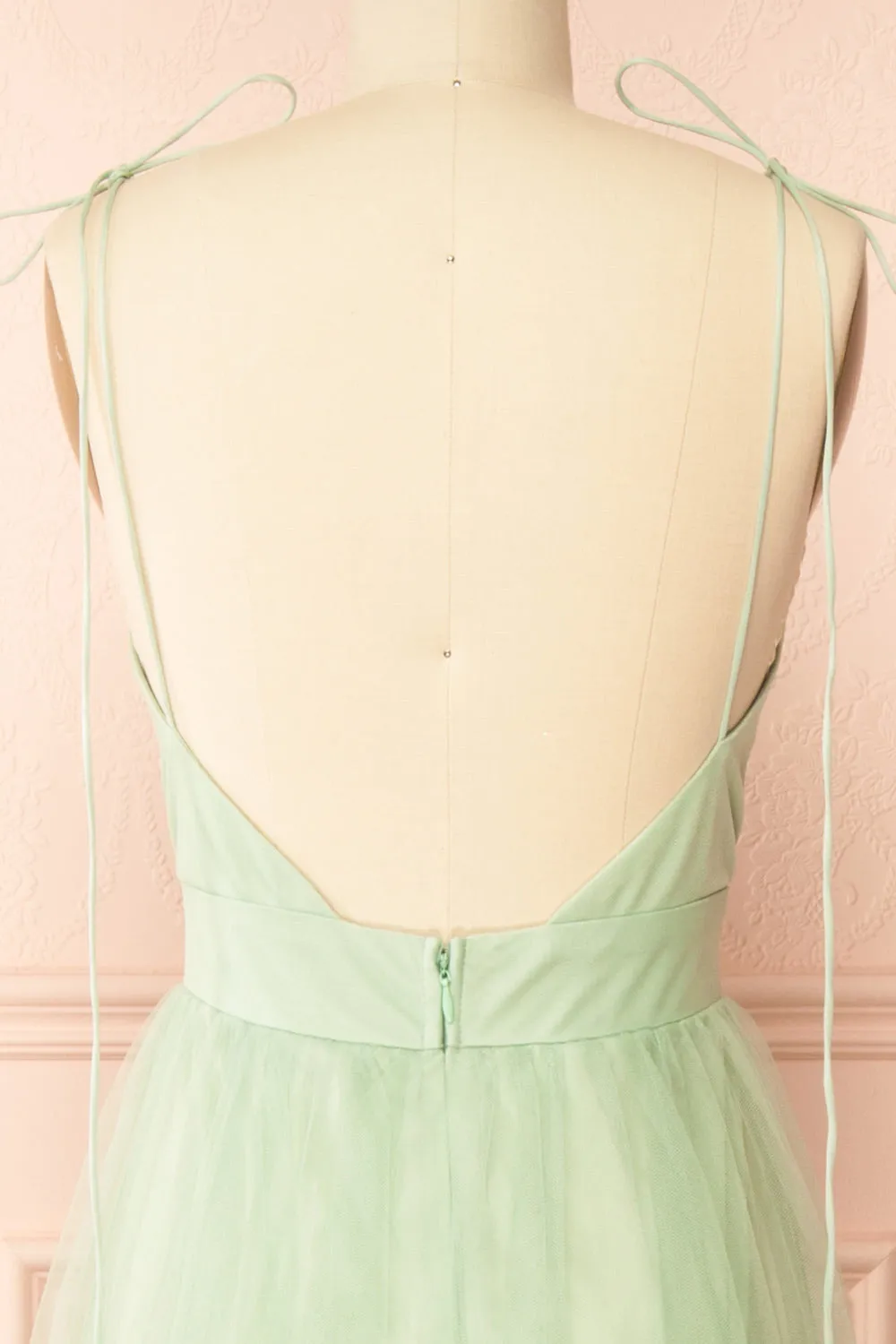 Hyedi Sage | Tulle Gown with Plunging Neckline