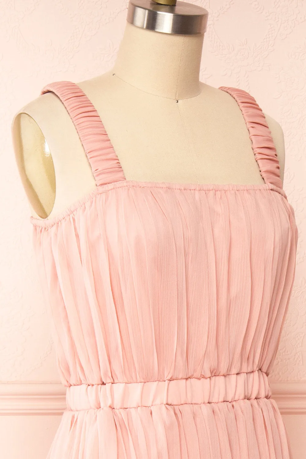 Inari Pink | Pleated Midi Dress