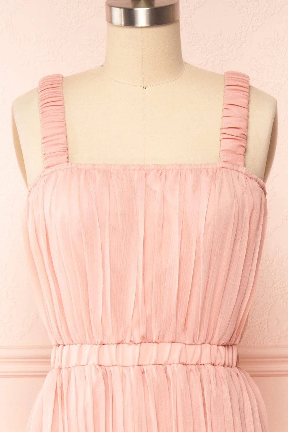 Inari Pink | Pleated Midi Dress