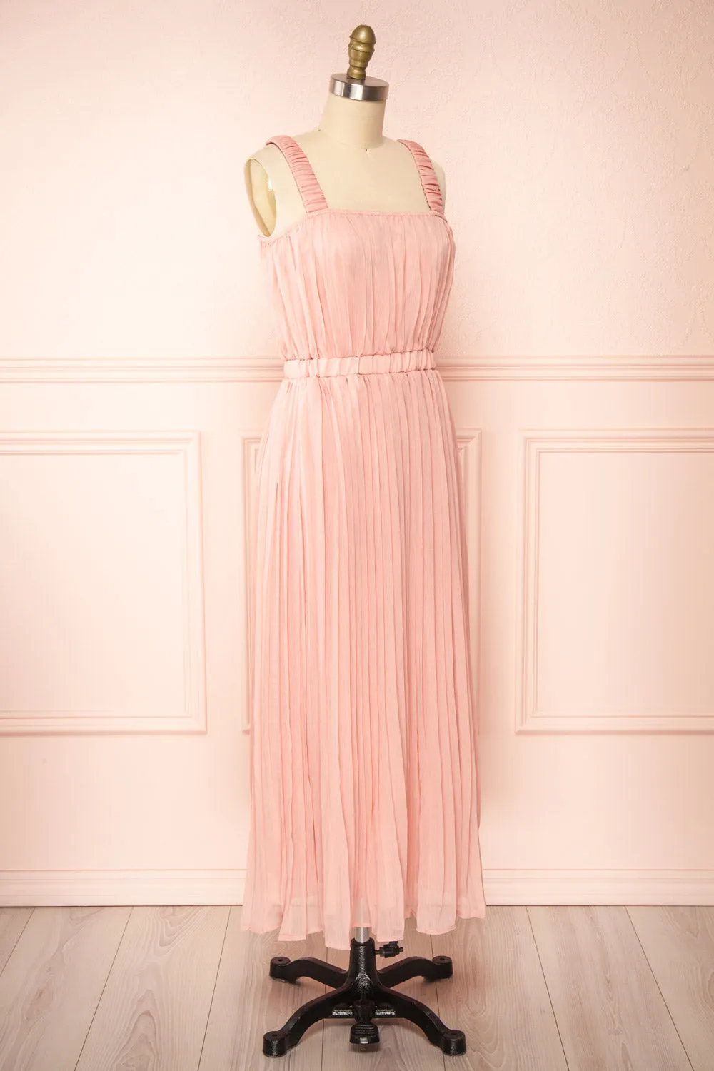Inari Pink | Pleated Midi Dress